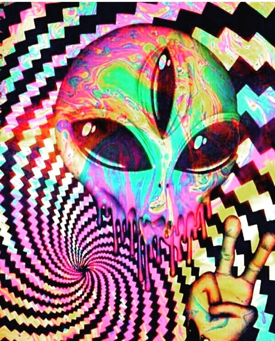 Uzaylı Barış İşareti Trippy Estetik Duvar Kağıdı