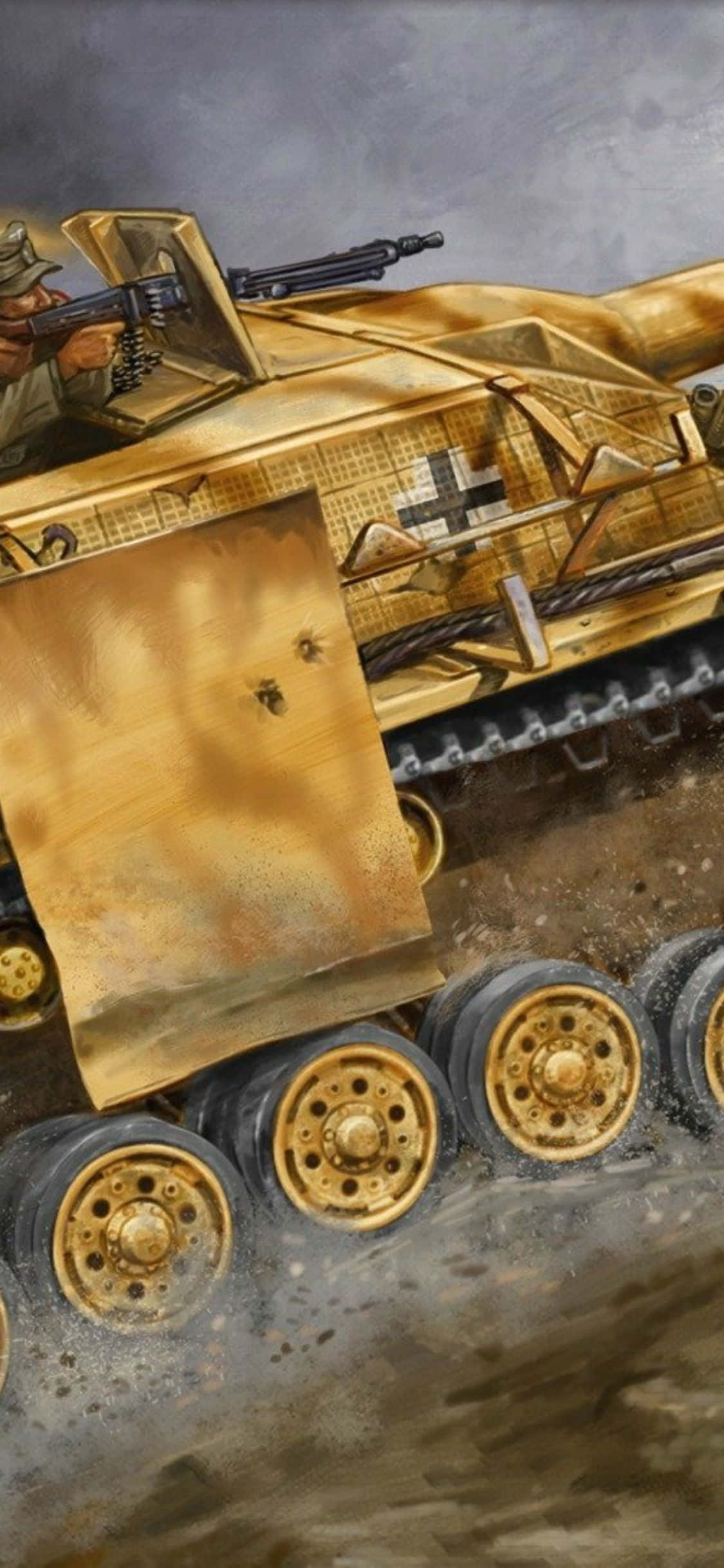 üzerinde top bulunan bir tank resmi Duvar Kağıdı