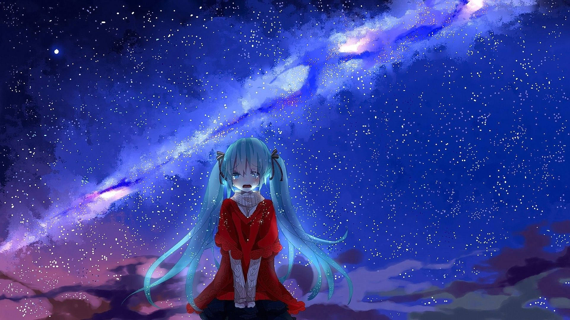Üzgün Anime Hatsune Miku Estetiği Duvar Kağıdı