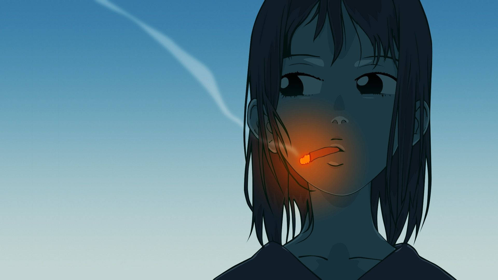 Üzgün Anime Sigara Estetiği Duvar Kağıdı