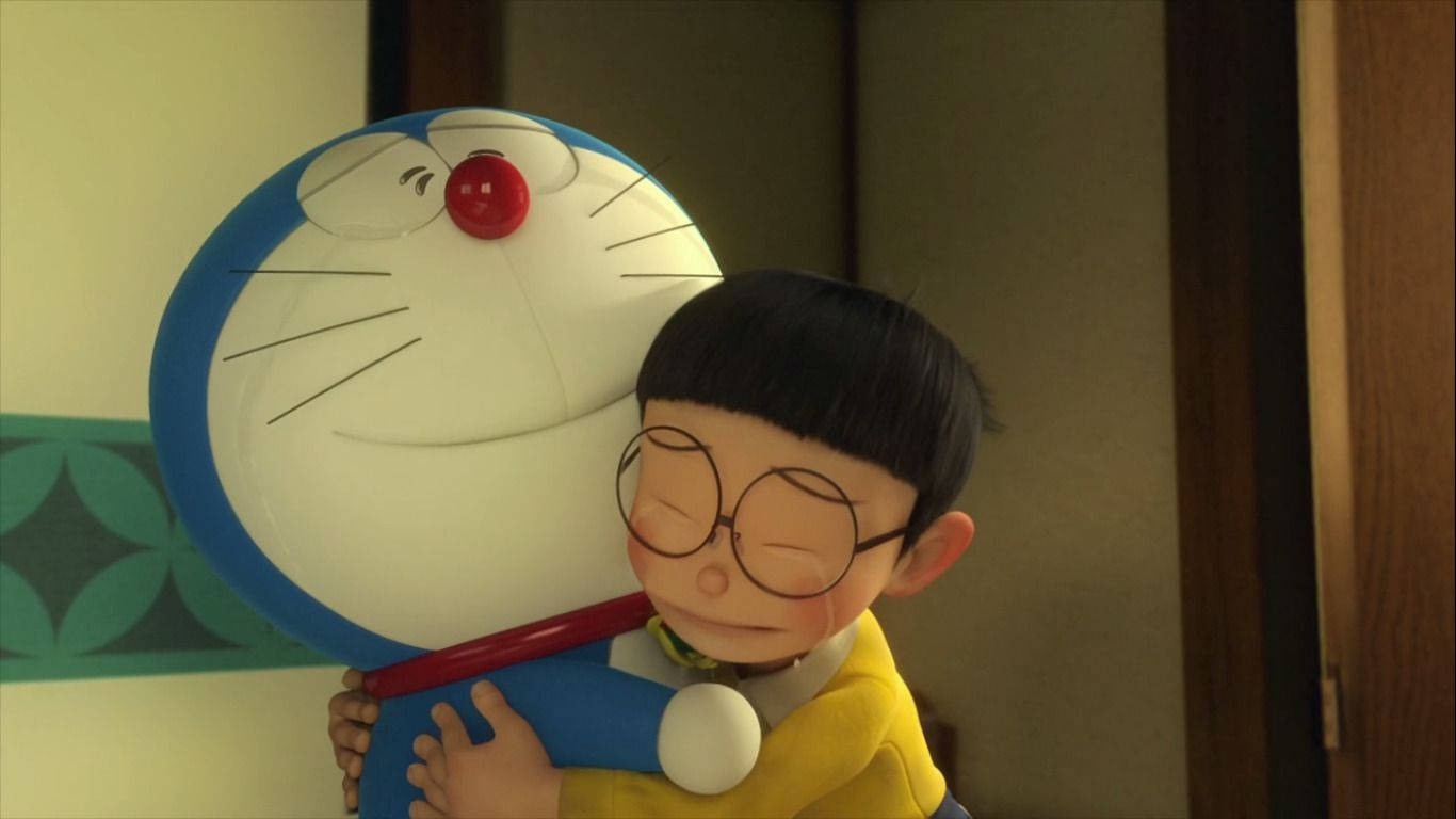Üzgün Nobita Doraemon'a Sarılıyor Duvar Kağıdı