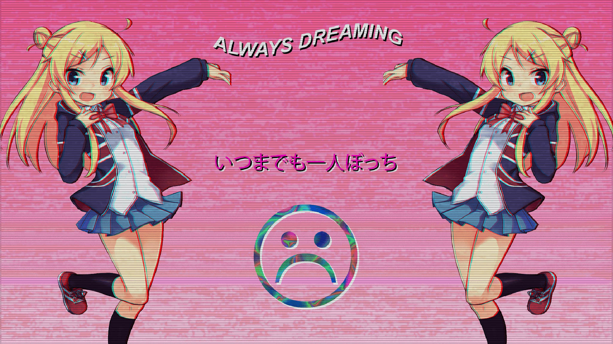 Üzgün Pembe Anime Estetiği Duvar Kağıdı