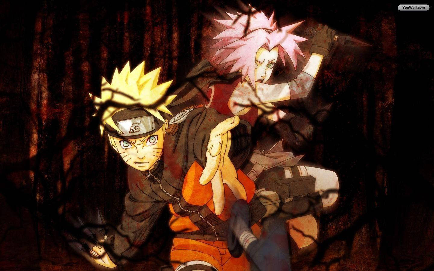 Uzumaki Naruto ve Haruno Sakura Anime Duvar Kağıdı