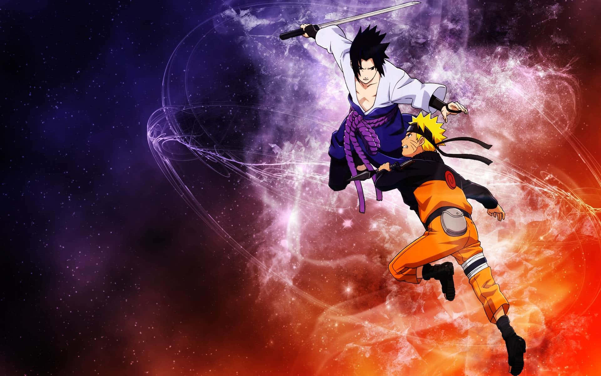Uzumaki Naruto ve Uchiha Sasuke - Ay Işığında Kıyasıya Mücadele Duvar Kağıdı