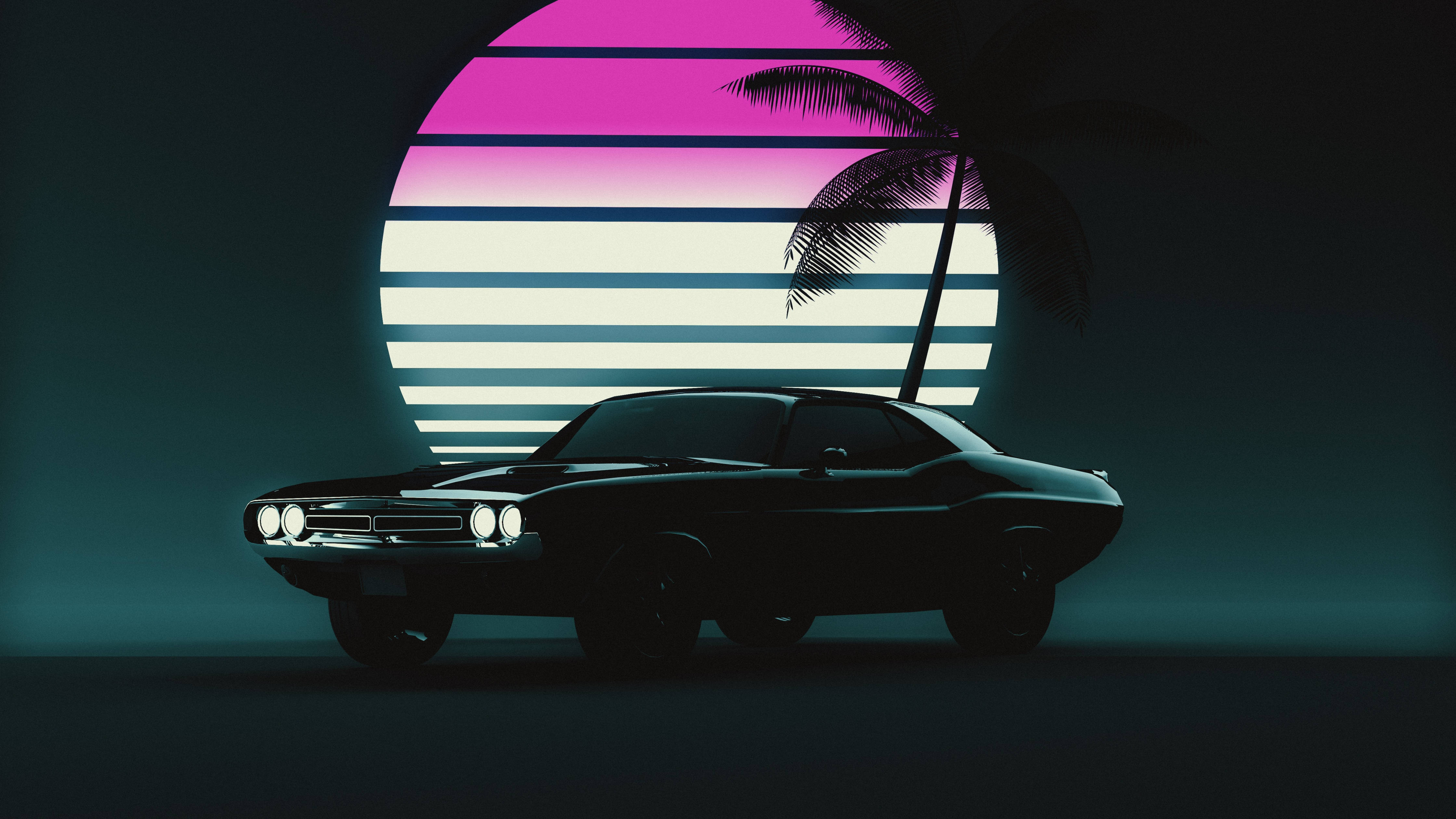 Vaporwave Estetiği 4K Dizüstü Araba Duvar Kağıdı