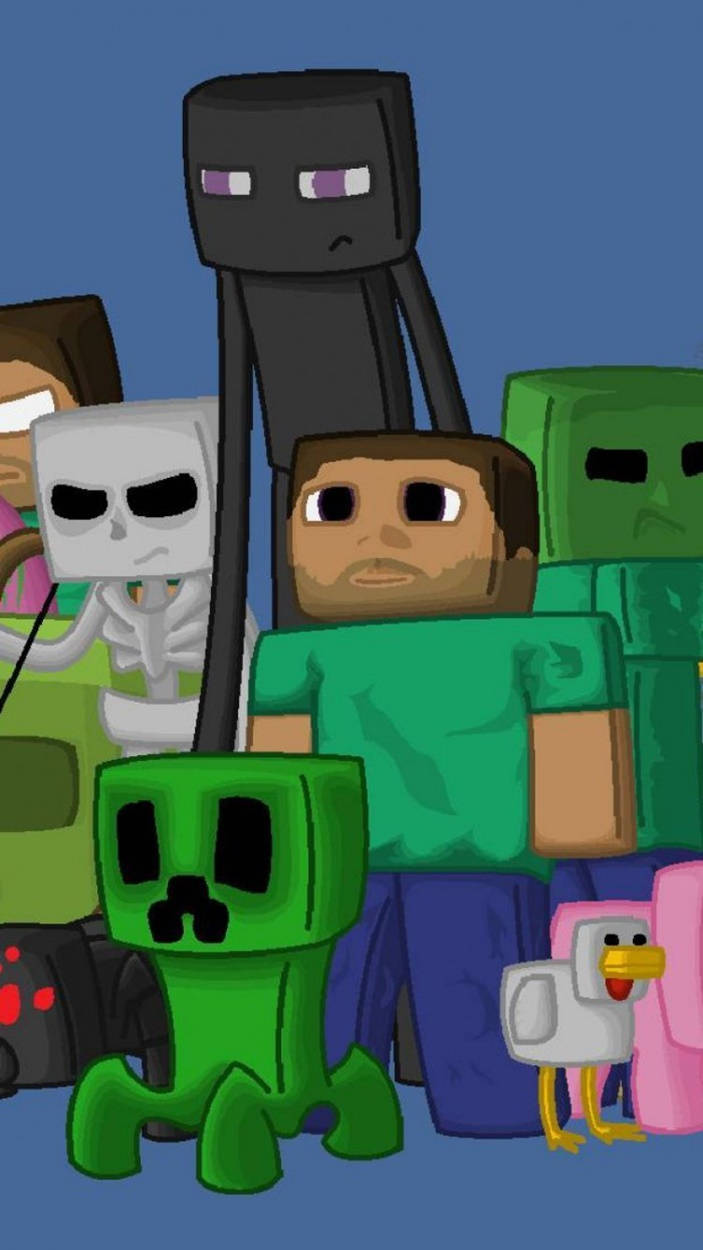 Vector Art Steve ve Mobs Minecraft iPhone Duvar Kağıdı