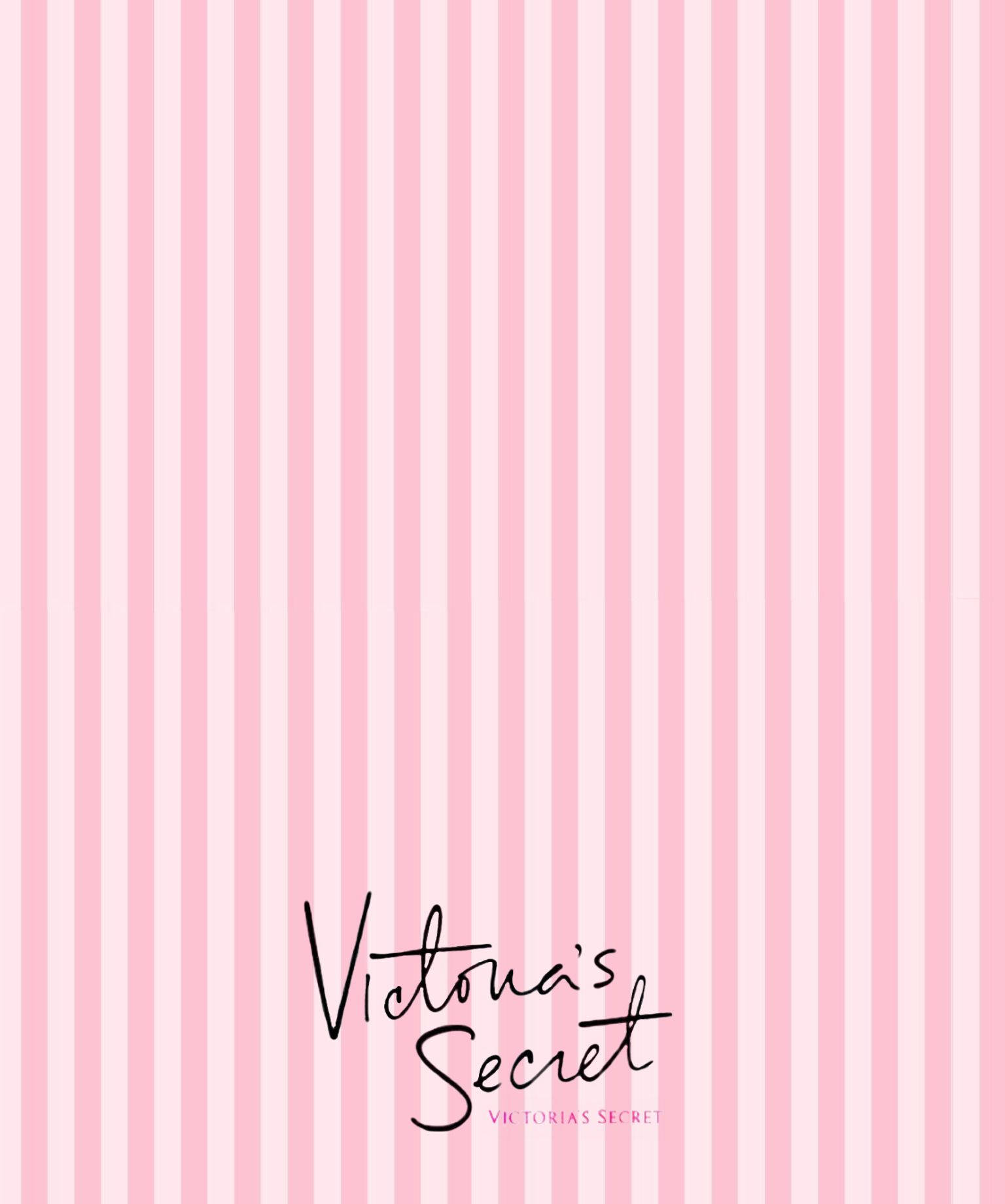 Victoria's Secret El Yazısı Logolu Çizgiler Duvar Kağıdı