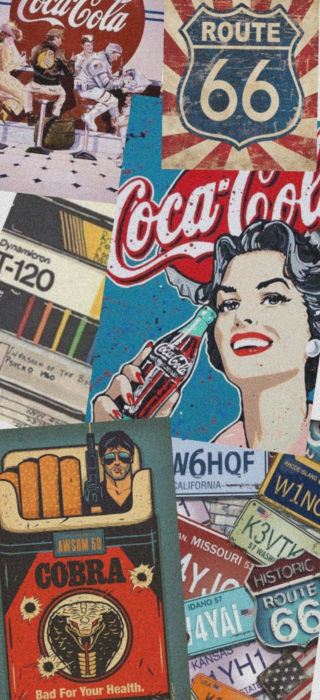 vintage coca cola poster seti Duvar Kağıdı