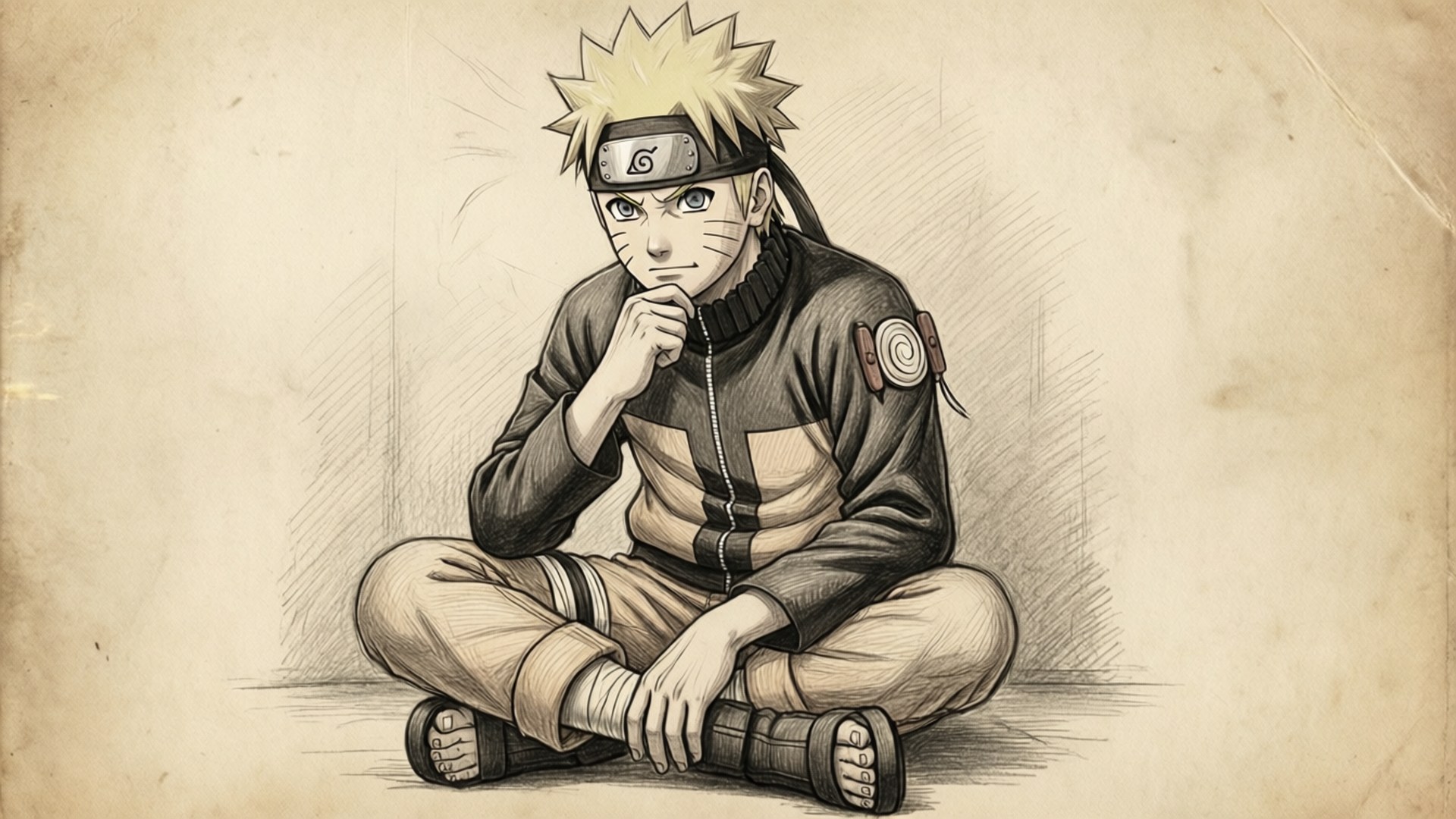 Vintage Naruto Çizimi Duvar Kağıdı