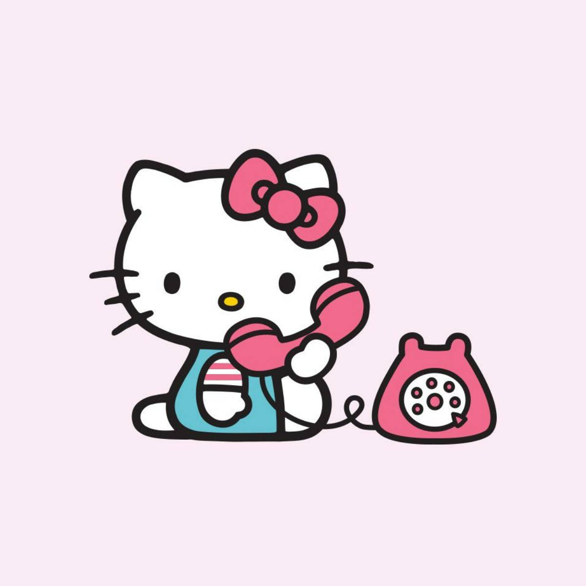 Vintage Telefon ve Hello Kitty Profil Fotoğrafı Duvar Kağıdı
