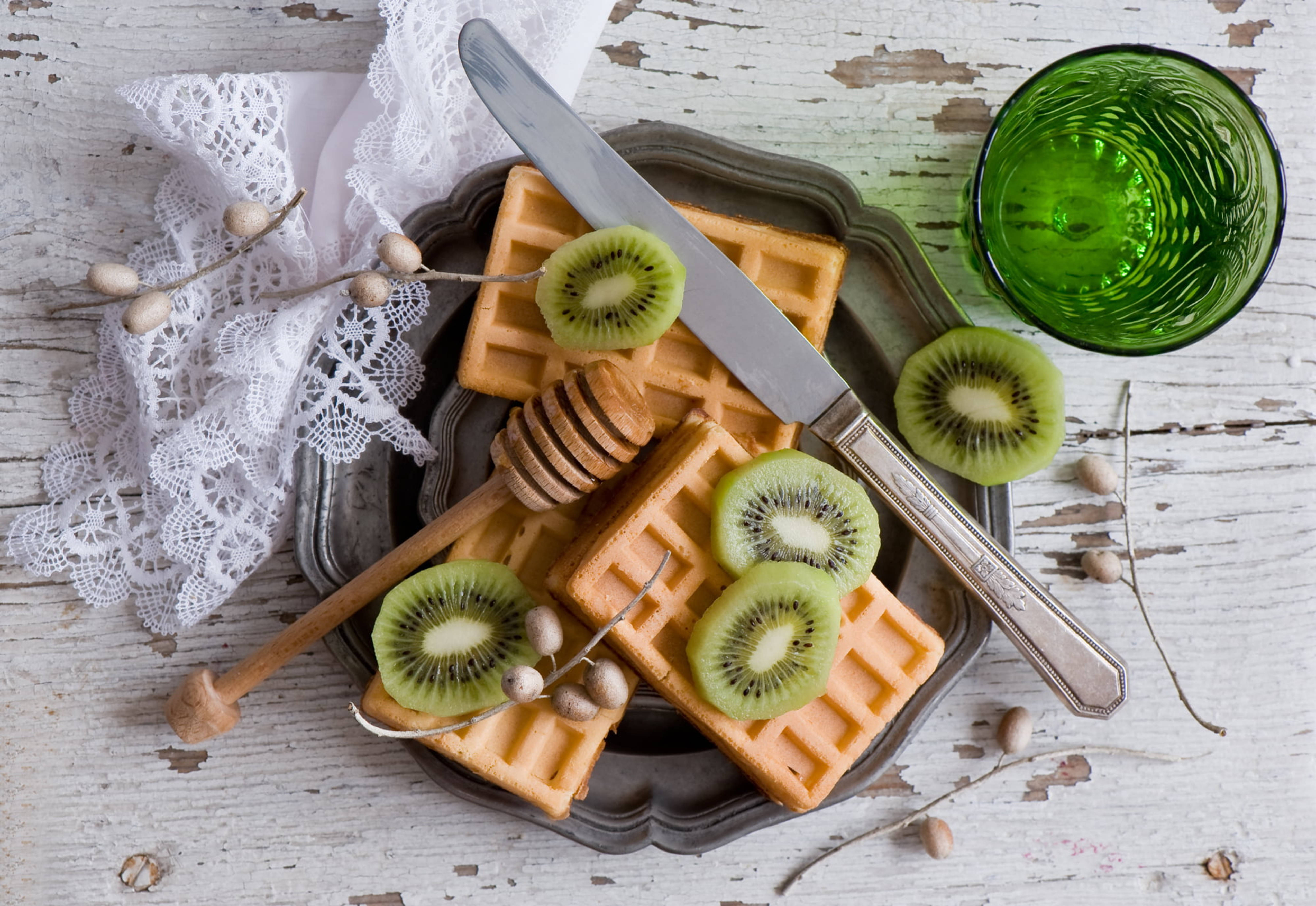 Waffle Kivi Üstten Görünüm Duvar Kağıdı
