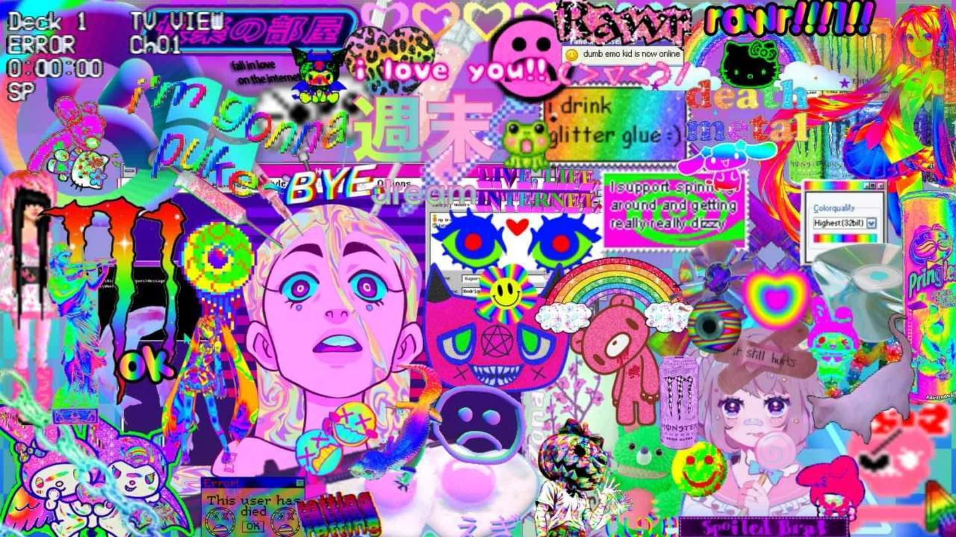 Weirdcore Profil Fotoğrafı: Sloganlar ve Logolar Duvar Kağıdı