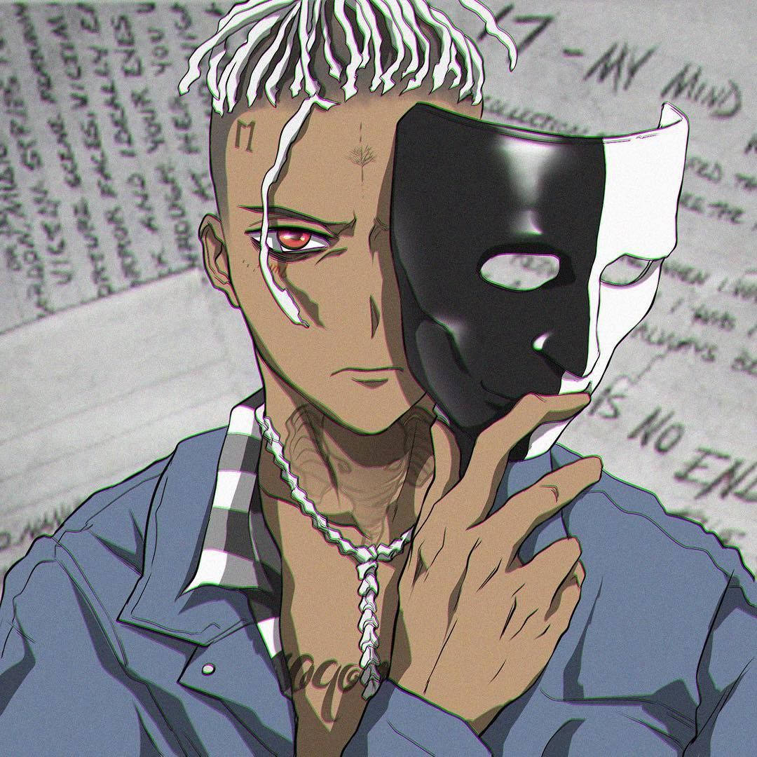 Xxxtentacion Anime Siyah Beyaz Maske Duvar Kağıdı