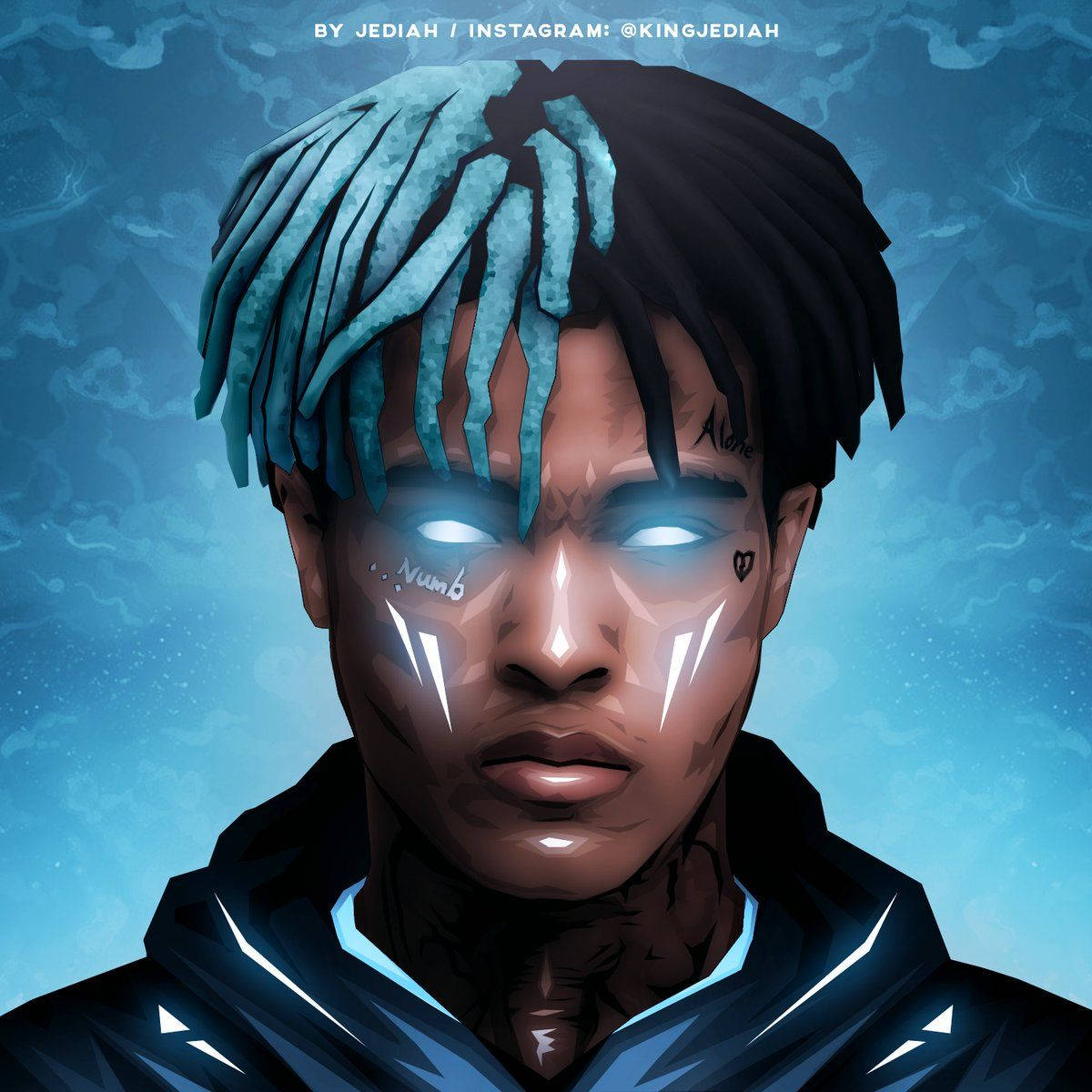 Xxxtentacion Anime Mavi Sanat Duvar Kağıdı