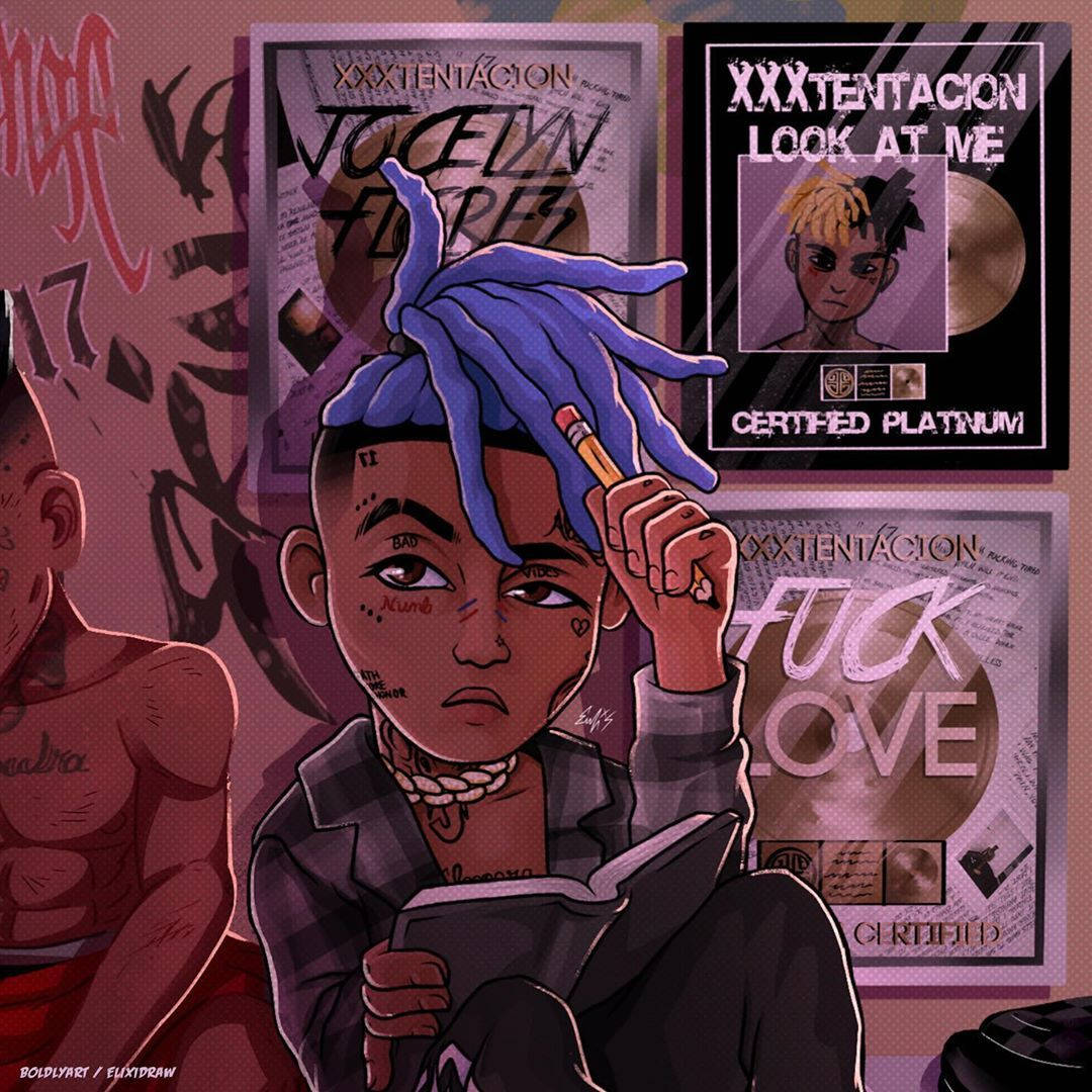 Xxxtentacion Anime Tarzı Sanat Eseri Duvar Kağıdı