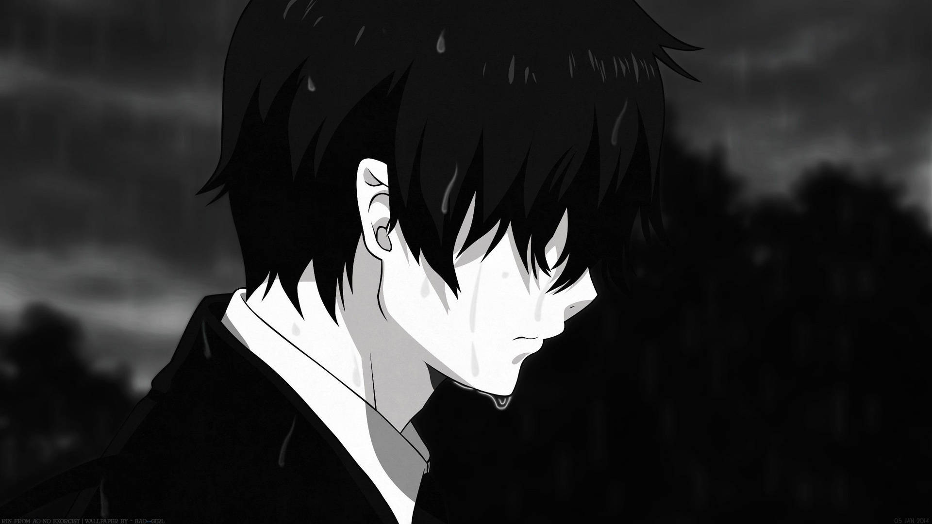 Yağmurda ağlayan anime çocuğu duvar kağıdı