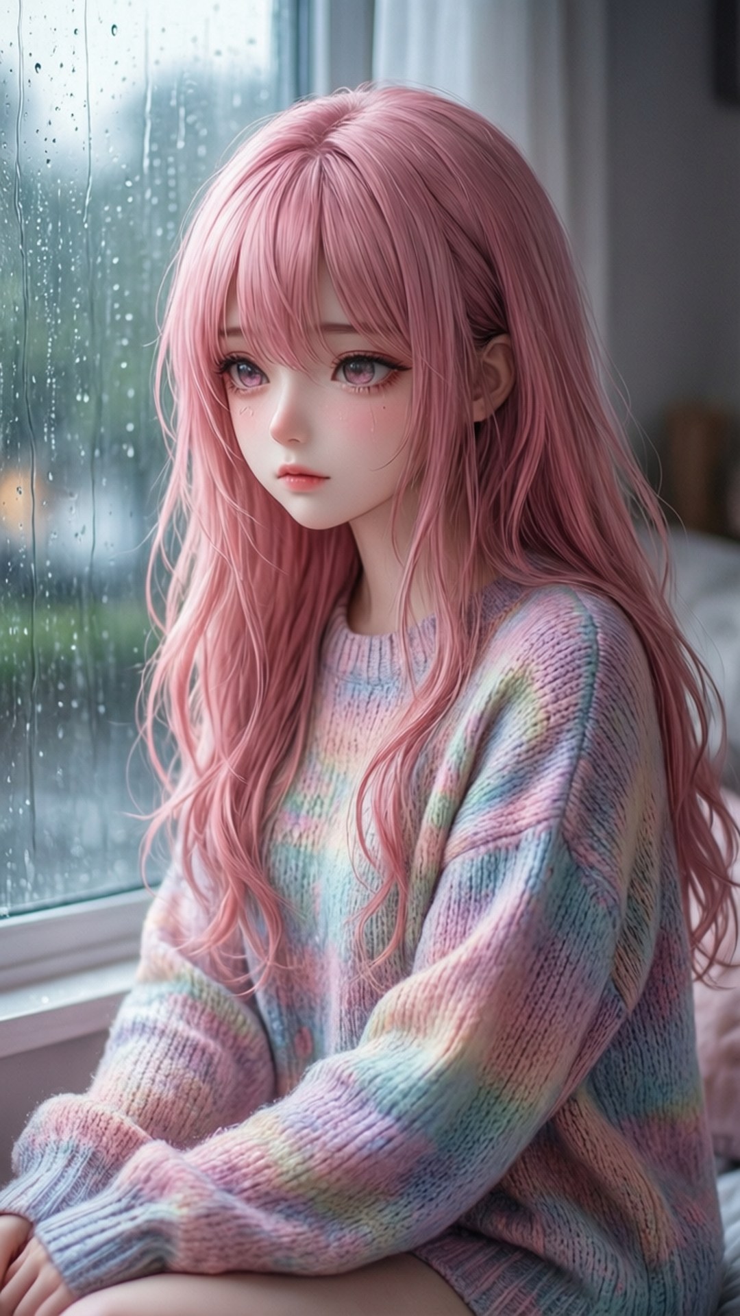 Yağmurlu Anime Kızı Duvar Kağıdı