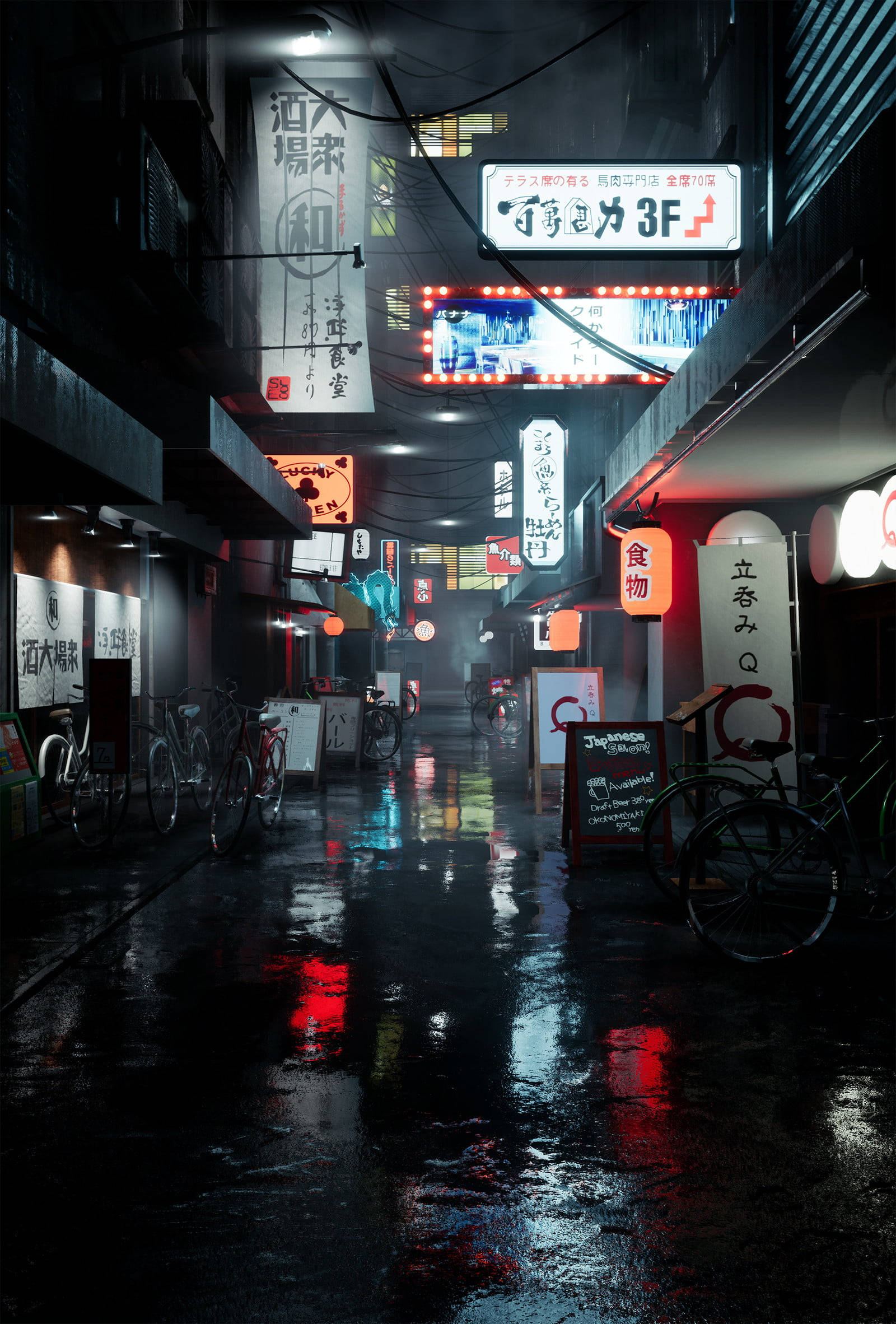 Yağmurlu Japonya 4K Gece Duvar Kağıdı