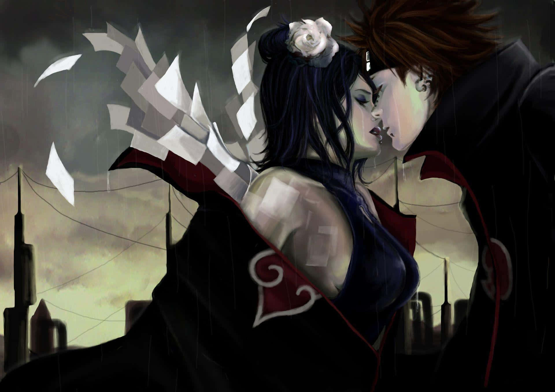 Yahiko Bir Kadını Öpüyor Duvar Kağıdı