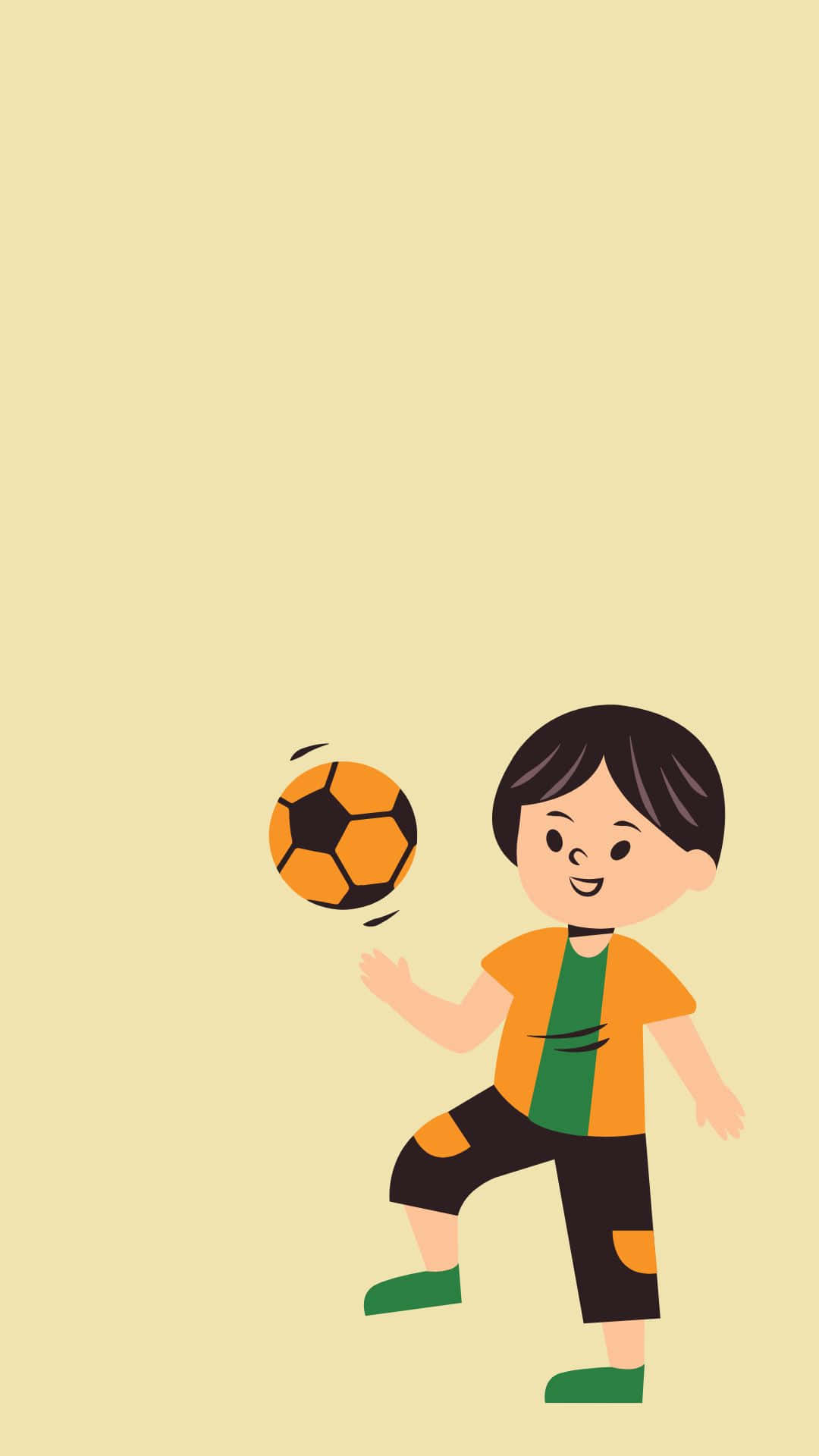 Yakışıklı Çocuk Çizgi Film Futbol Topu Oynuyor Duvar Kağıdı