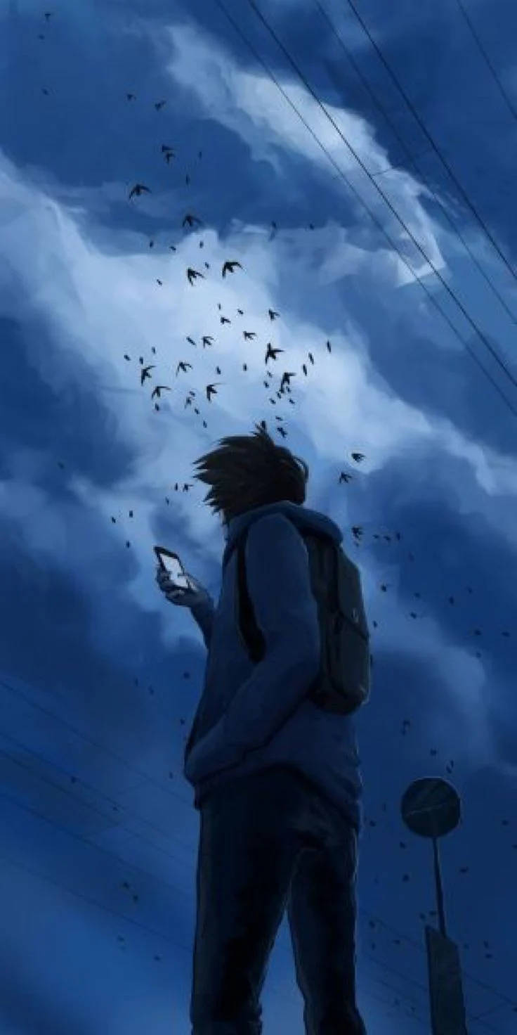 Yalnız Çocuk Anime Karanlık Gökyüzü Altında Duvar Kağıdı