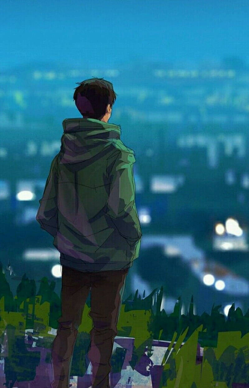 Yalnız Çocuk Anime Askeri Yeşil Ceket Duvar Kağıdı