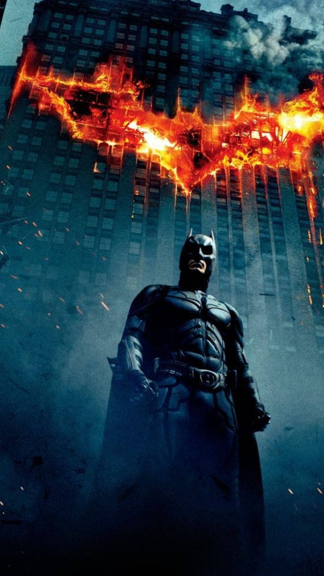 Yanan Bina Önünde Batman Arkham Knight iPhone Duvar Kağıdı