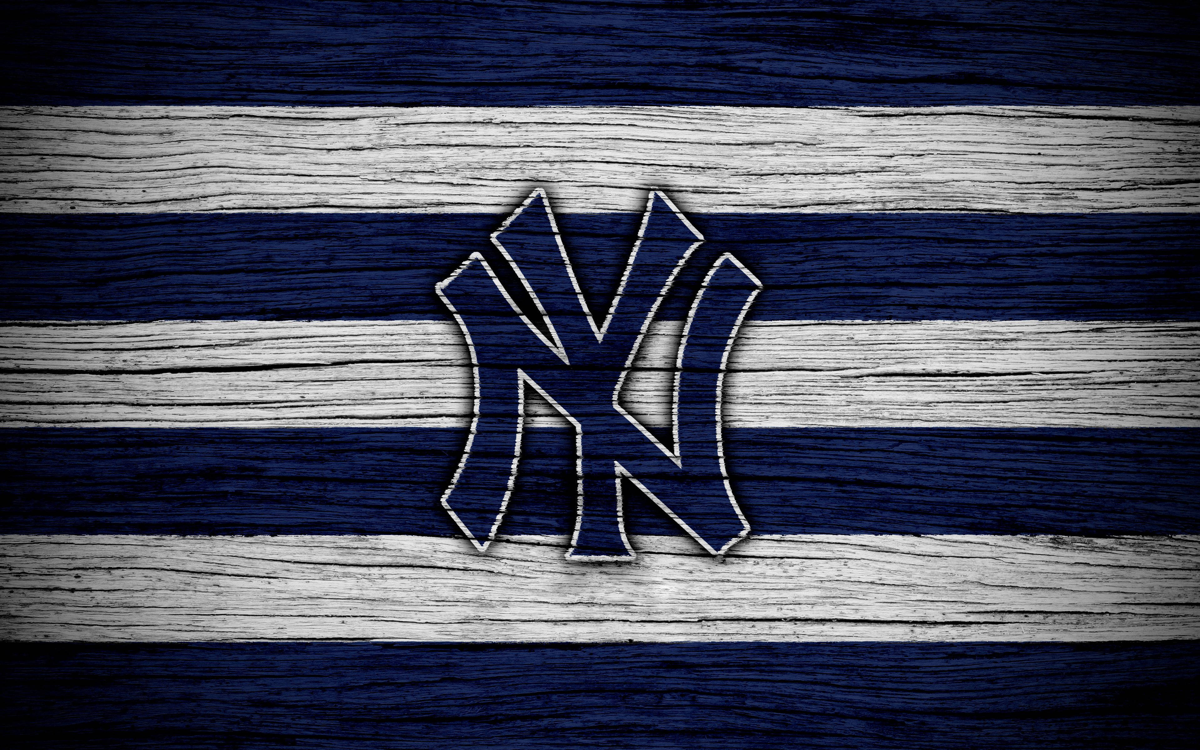 Yankees Logosu Ahşap Kalaslar Duvar Kağıdı