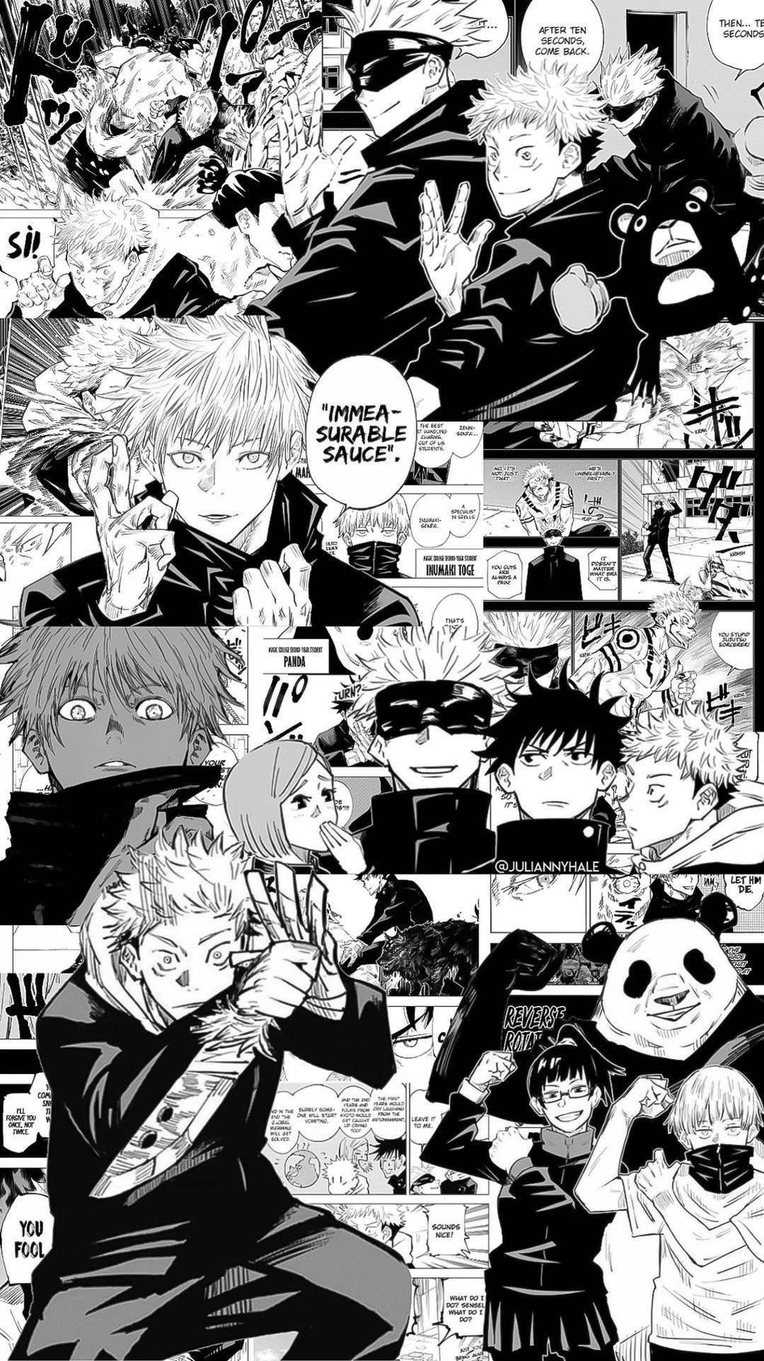 Jujutsu Kaisen siyah beyaz manga duvar kağıdı