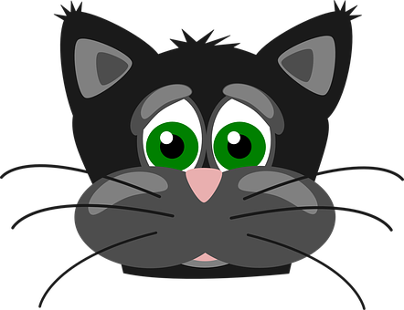 Yeşil Gözlü Siyah Kedi Karikatürü Duvar Kağıdı