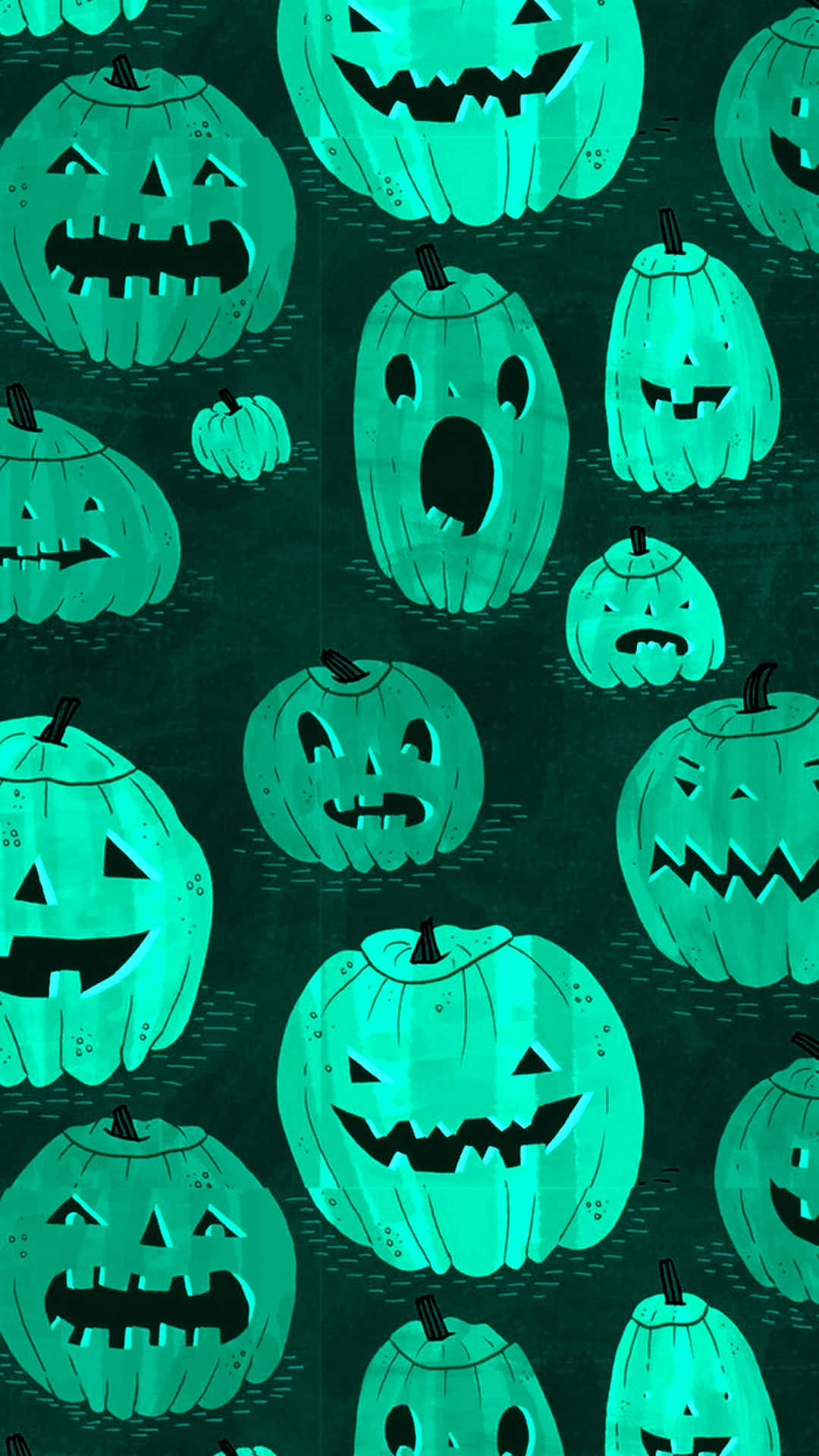Yeşil Jack O'Lanternlerden Oluşan iPhone Cadılar Bayramı Duvar Kağıdı