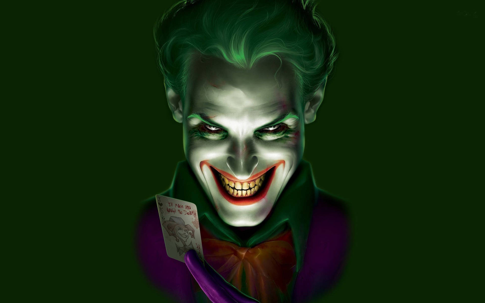 Yeşil Saçlı Gülümseyen Joker Duvar Kağıdı