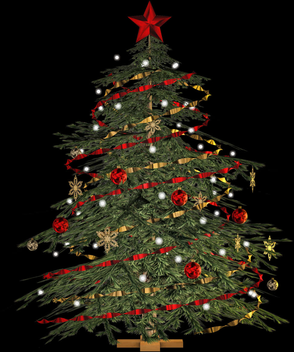 Yıldız Tepeli Süslenmiş Noel Ağacı Duvar Kağıdı