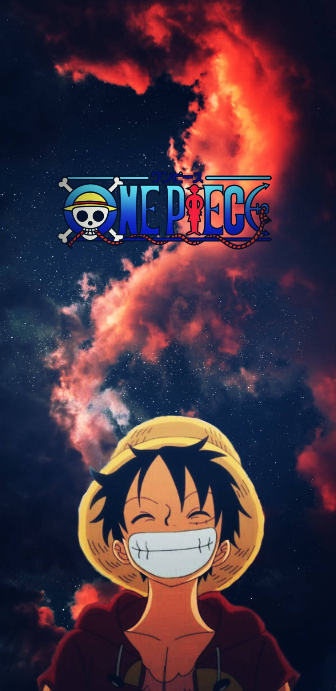 Yıldızlı Gecede Luffy Estetiği ve Logo Duvar Kağıdı