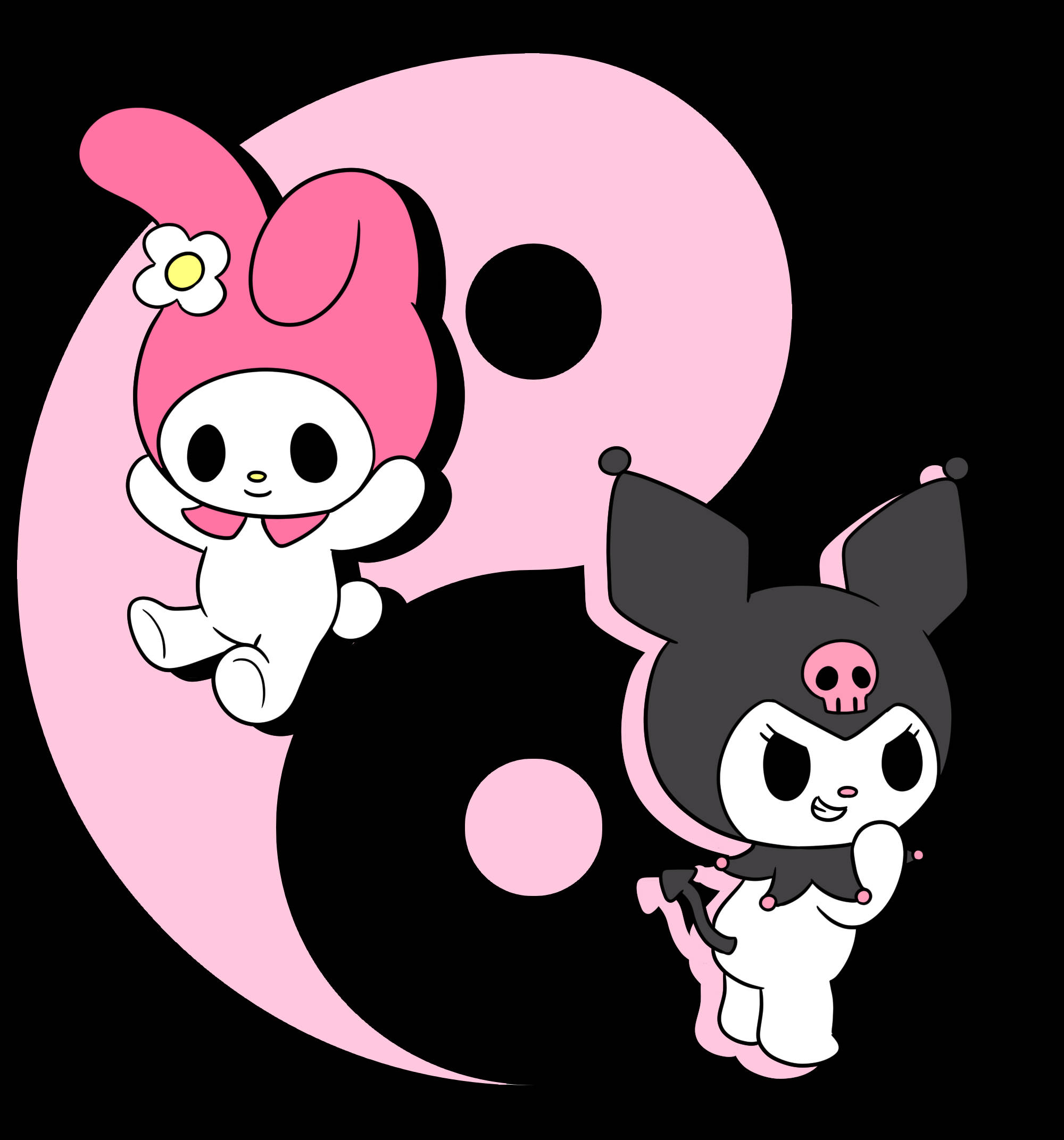 Yin Yang Kuromi ve Melody Duvar Kağıdı