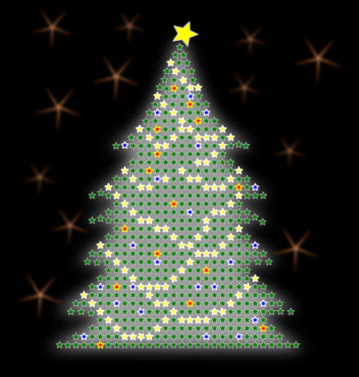 Yıldızlı Noel Ağacı İllüstrasyonu Duvar Kağıdı