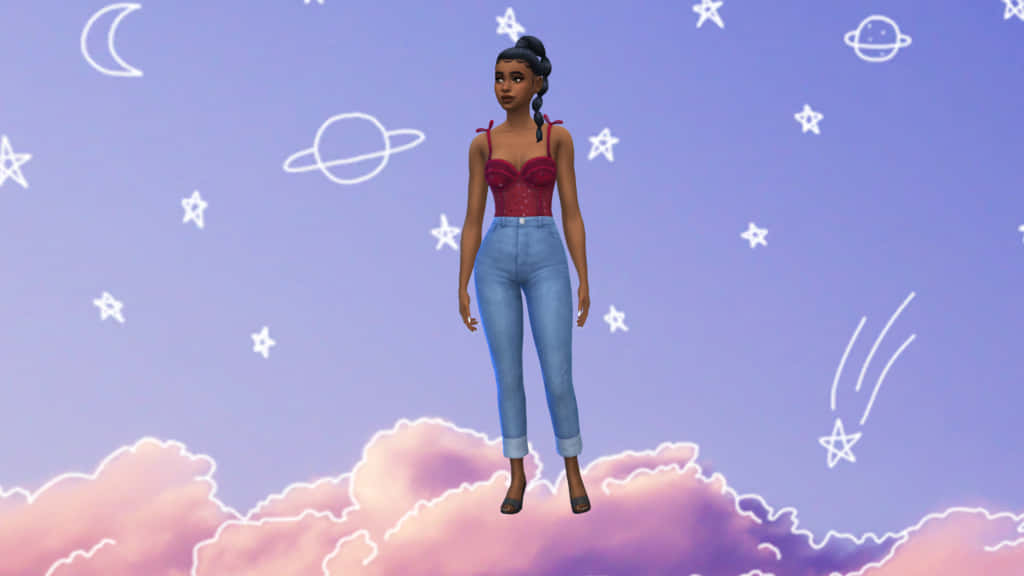 Yıldızlar, Ay, Uzay Sims 4 Cas Arka Planı Duvar Kağıdı