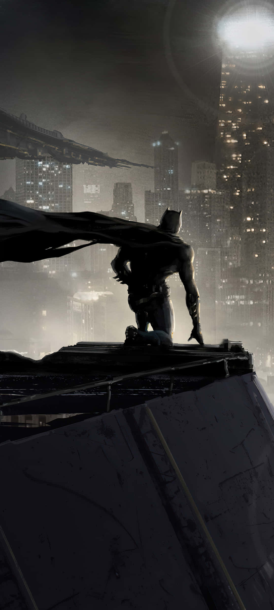 Yıldızlarla aydınlatılan Batman Şehri'nin gökyüzü manzarası Duvar Kağıdı