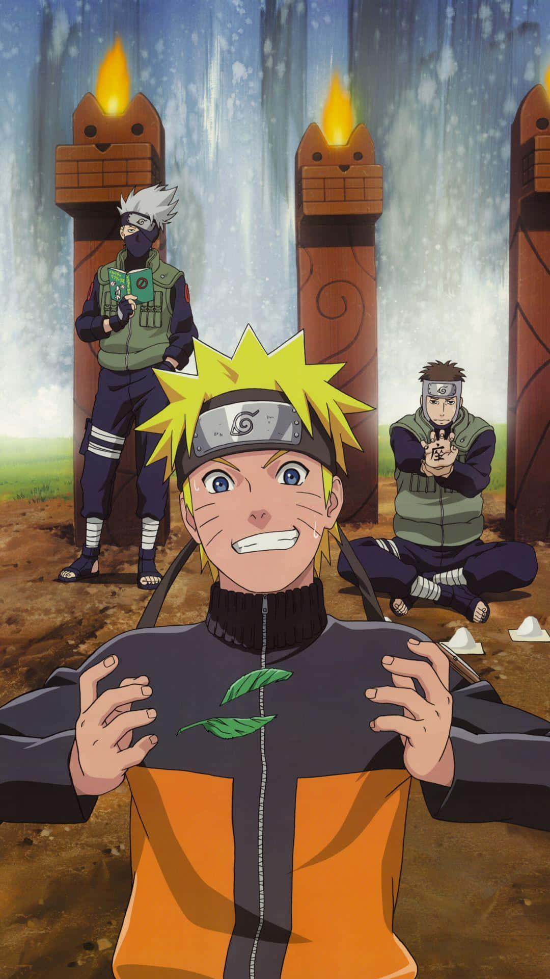 Yoğun Naruto Uzumaki Savaş Duruşu Işıltılı Aydınlatmada — Naruto telefon GIF Duvar Kağıdı