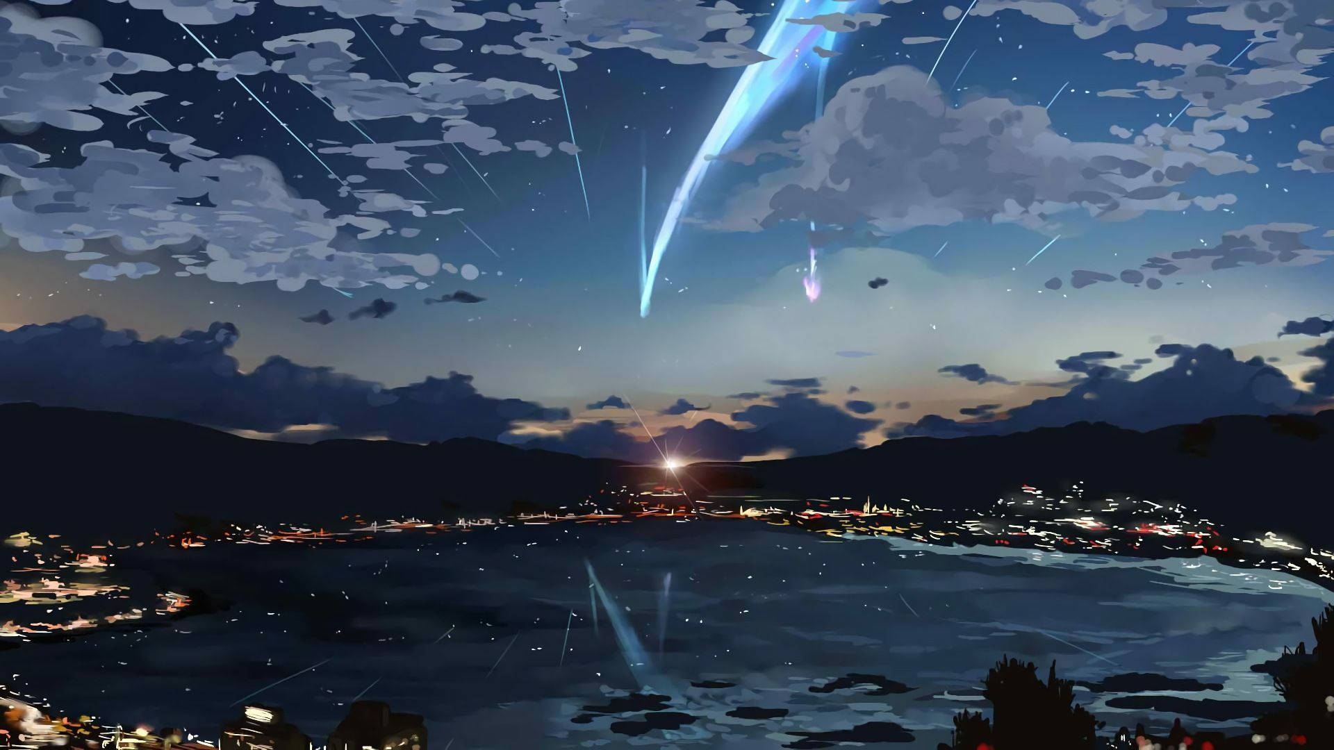 Your Name Serisi Anime'den Şehir Manzarası Duvar Kağıdı