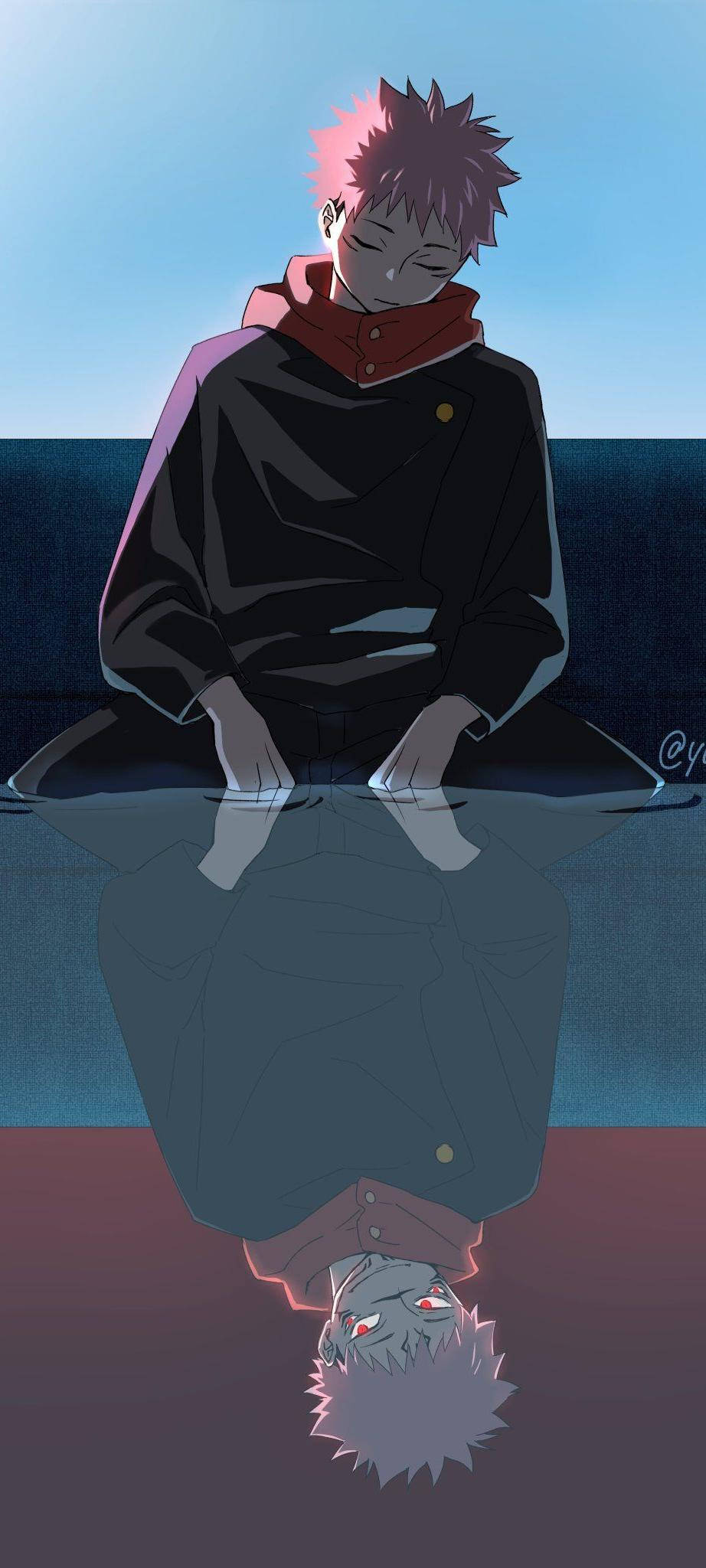 Yuji Itadori Yansıması Jujutsu Kaisen iPhone Duvar Kağıdı