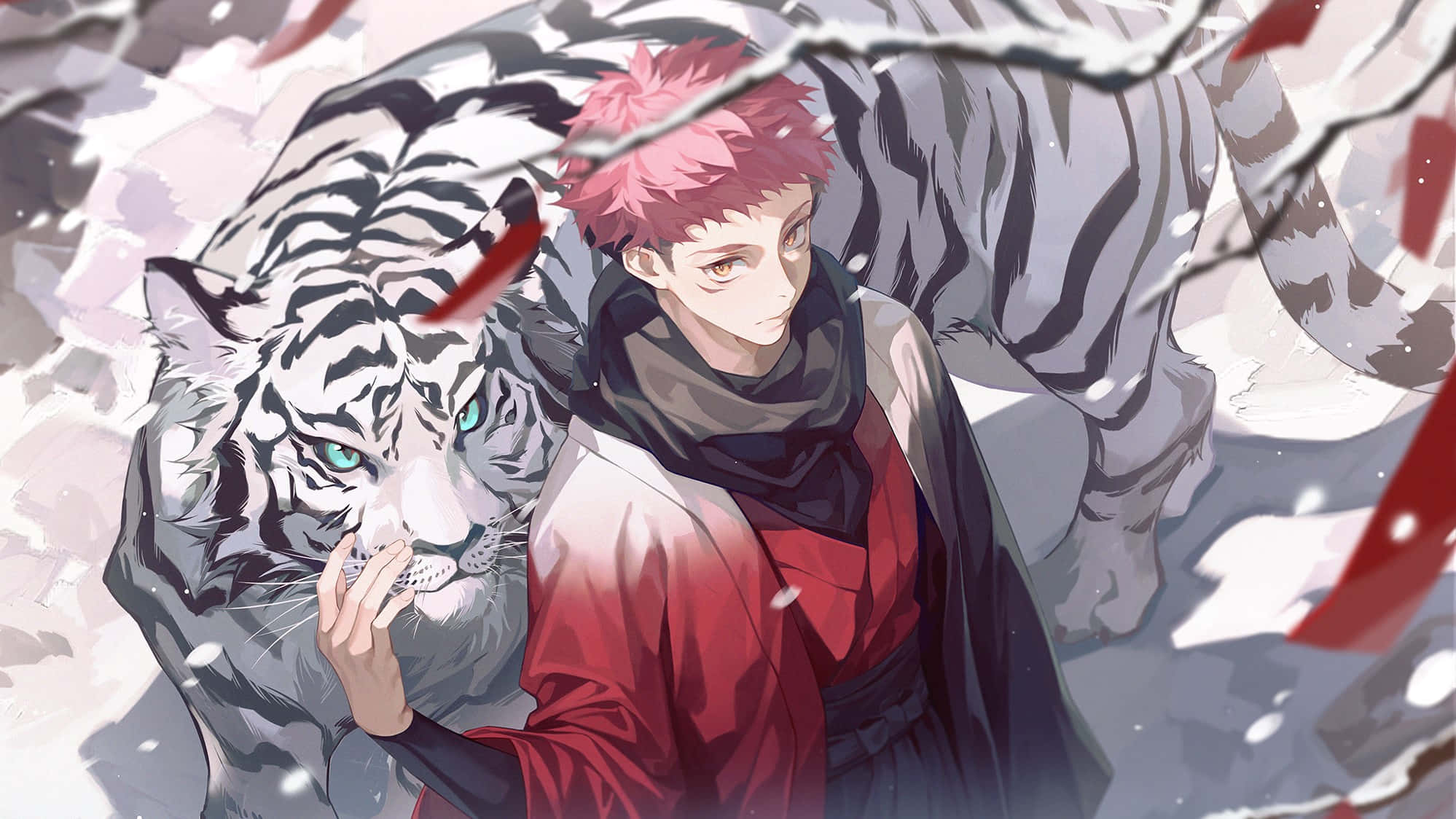 Yuji'nin Beyaz Kaplanlı Anime Estetik Profil Fotoğrafı Duvar Kağıdı