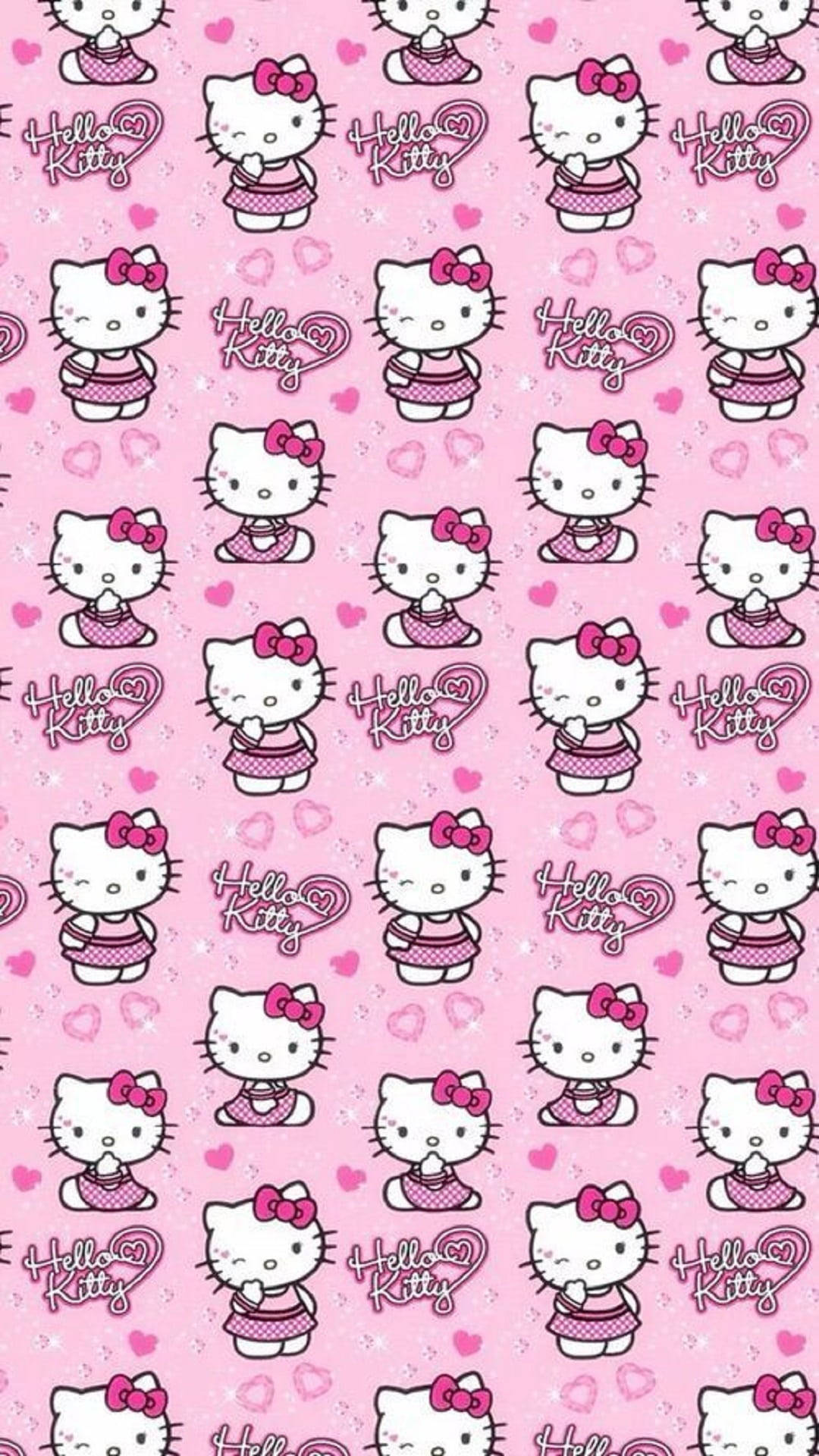 Yüklü Pembe Hello Kitty Deseni Duvar Kağıdı