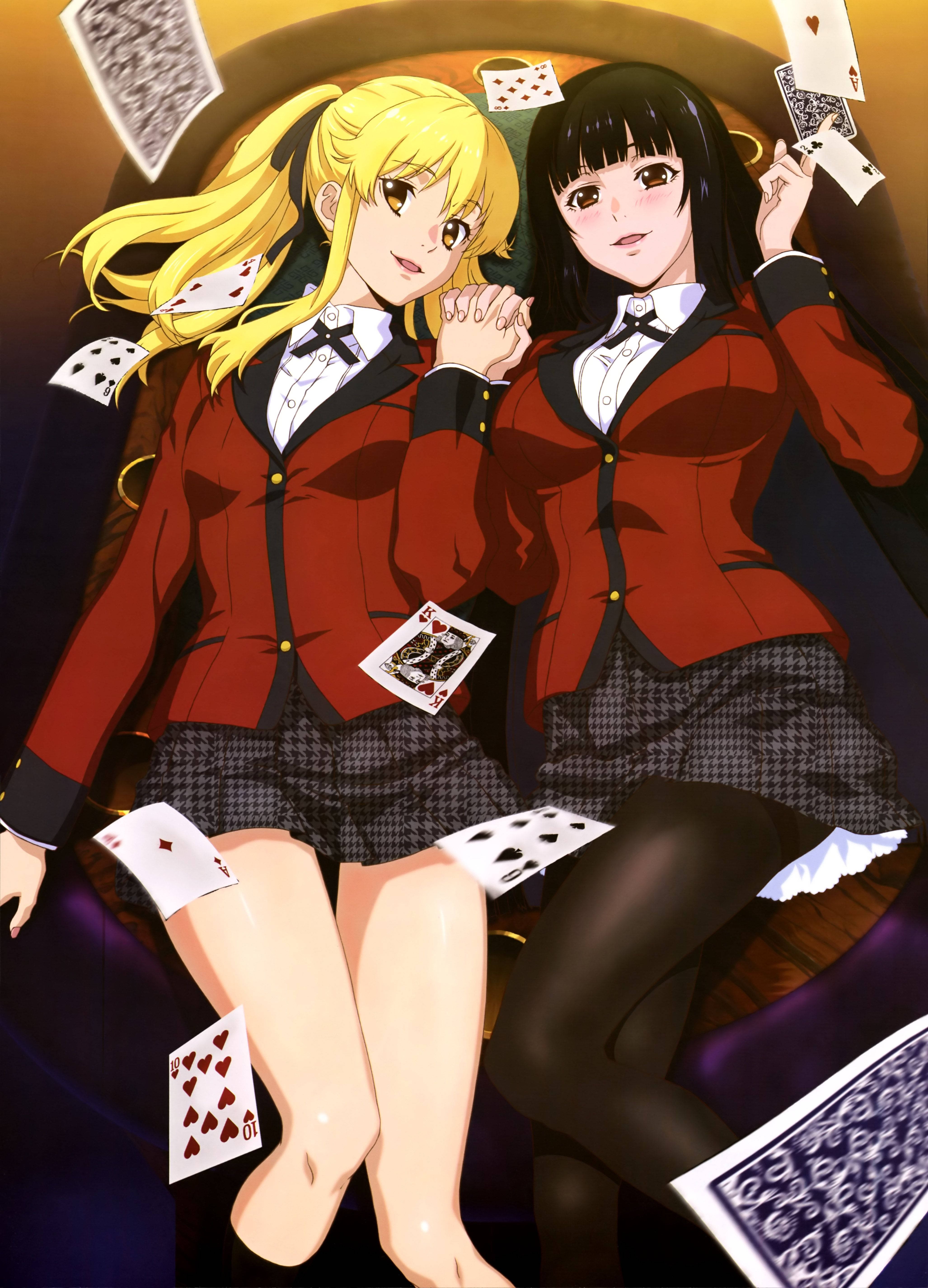 Yumeko Jabami ve Mary Saotome, Kakegurui'nin iki kilit oyuncusu Duvar Kağıdı