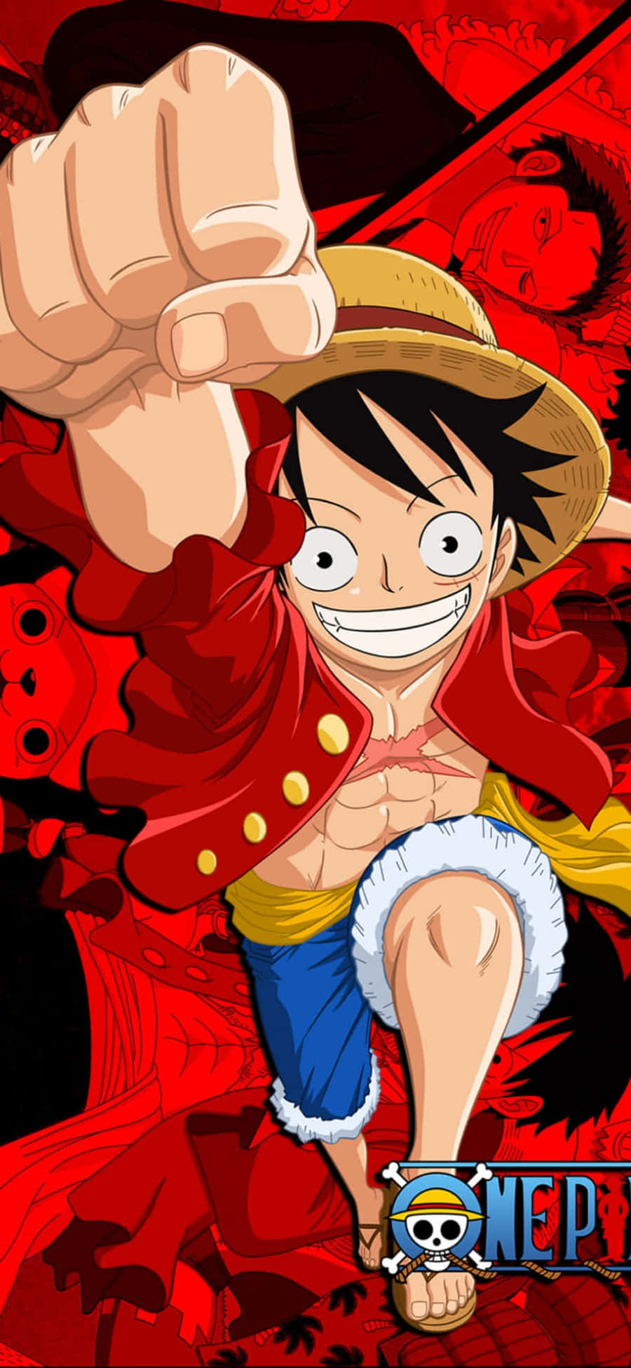 Yumruk Atan One Piece Luffy Telefon Duvar Kağıdı