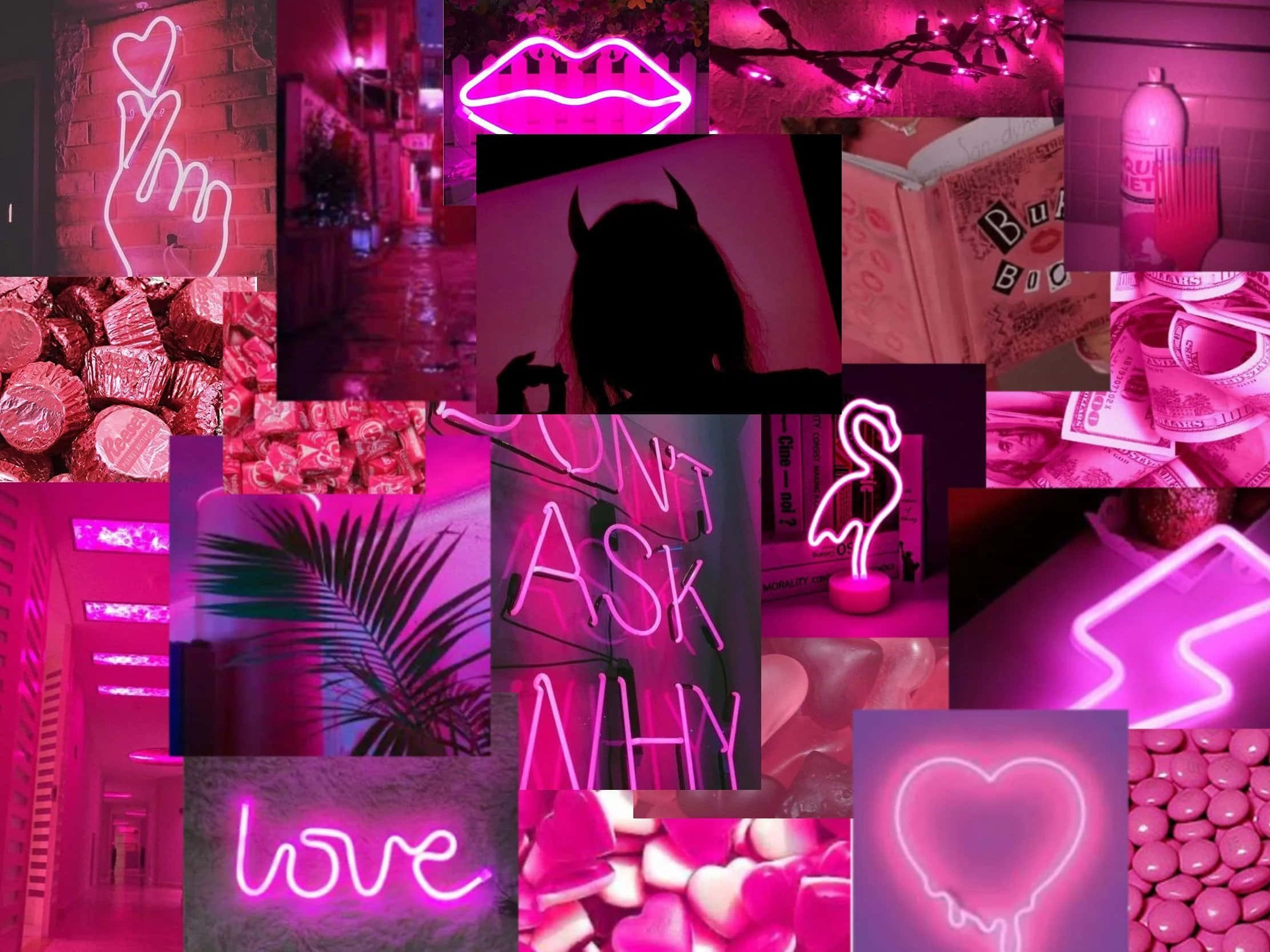 Yumuşak Neon Pembe ışığın canlılığı Duvar Kağıdı