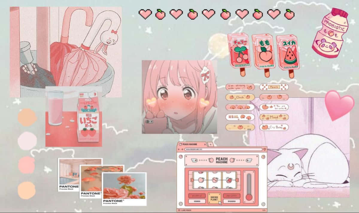 Yumuşak pembe tonlarında huzurlu ve sakin bir anime sahnesi Duvar Kağıdı