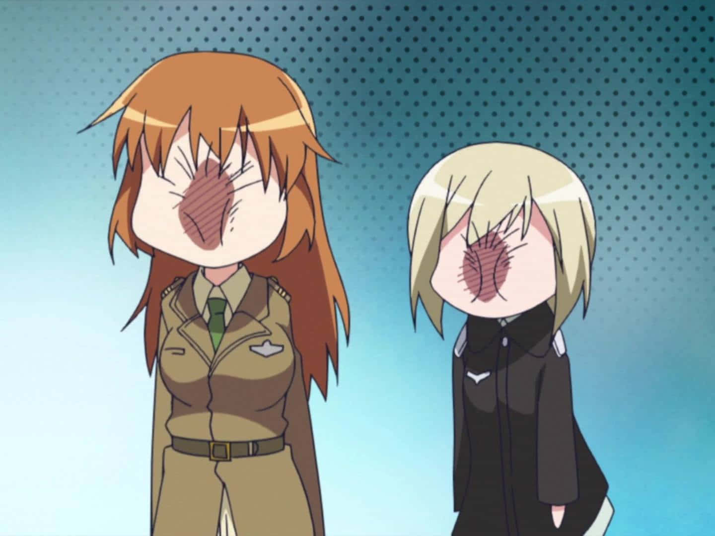 yüzleri kapalı iki anime kızı Duvar Kağıdı