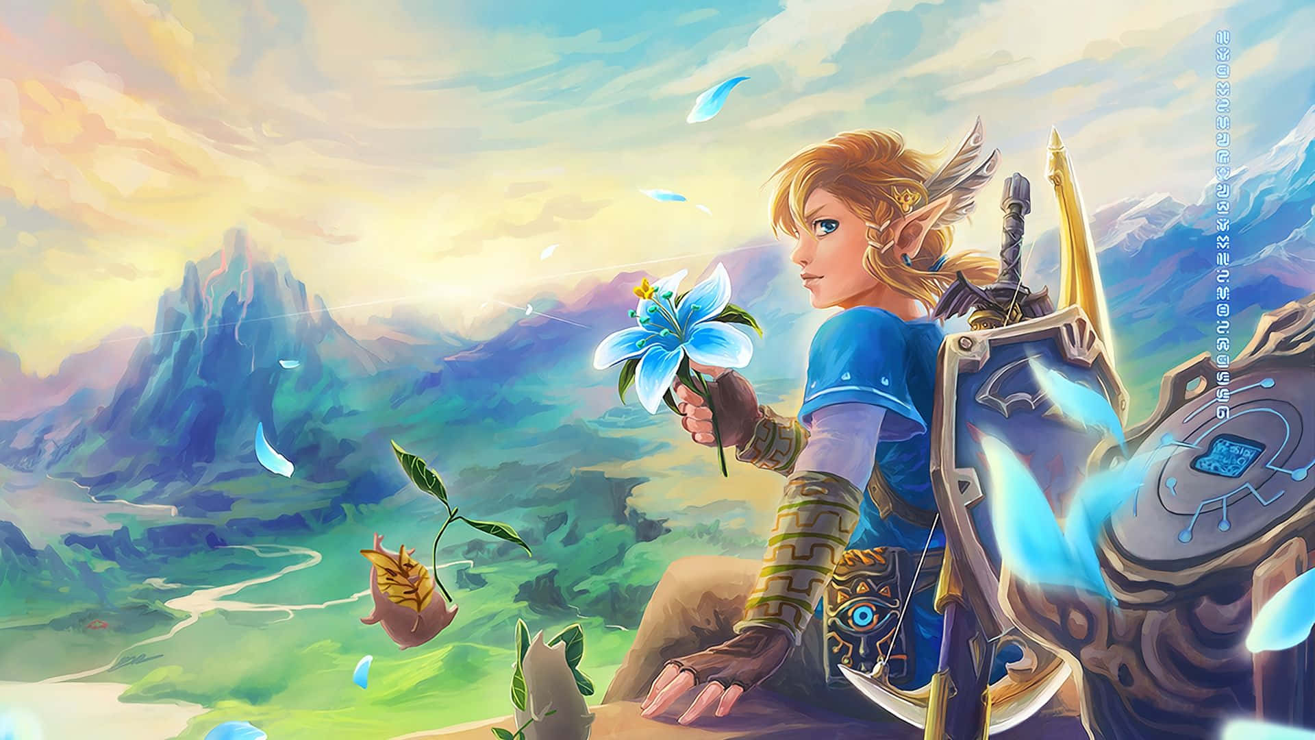 Zelda Botw Fanart Resim Link Çiçek Duvar Kağıdı