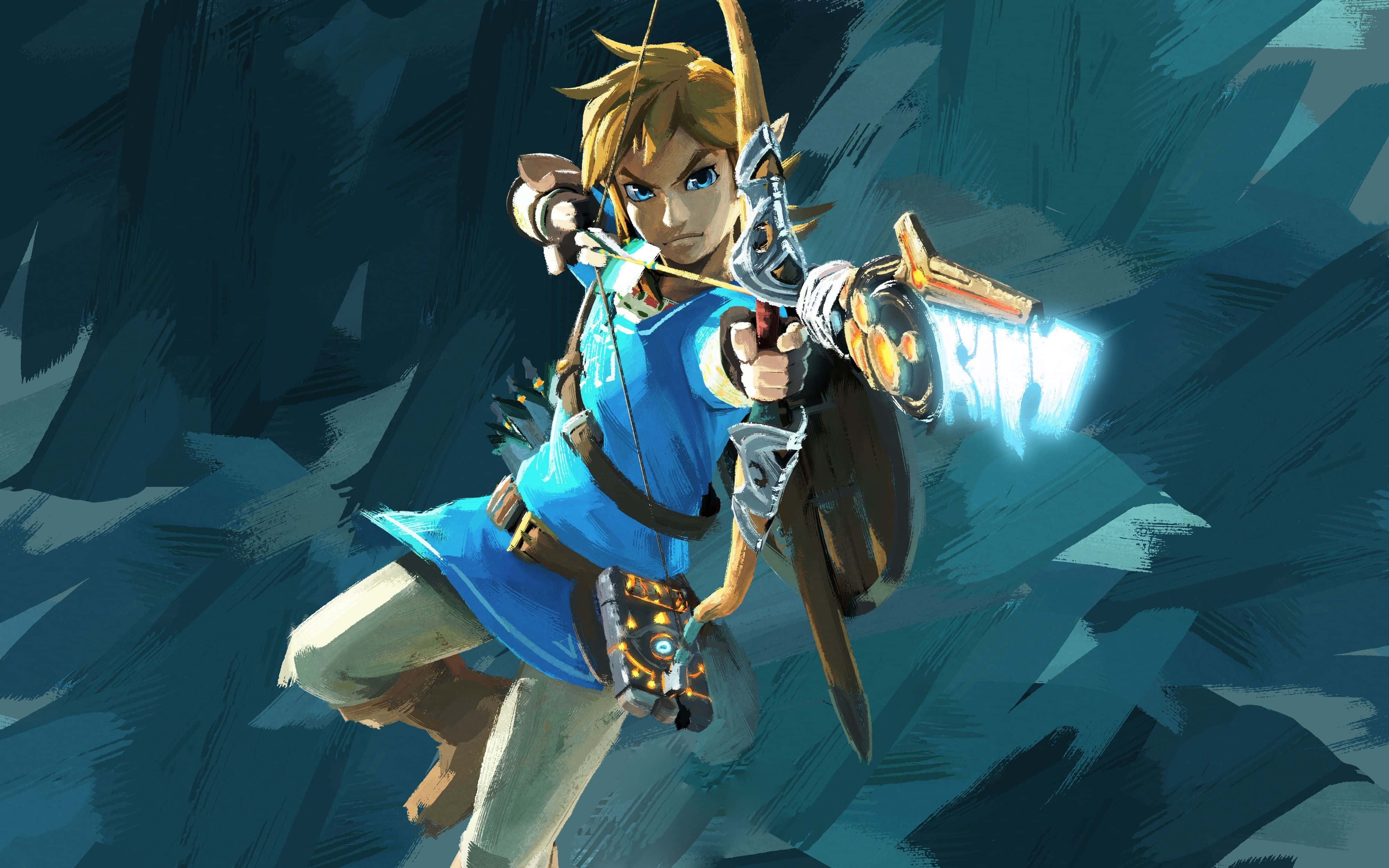Zelda Breath of the Wild 4K Link Hedefe Nişan Alıyor Duvar Kağıdı